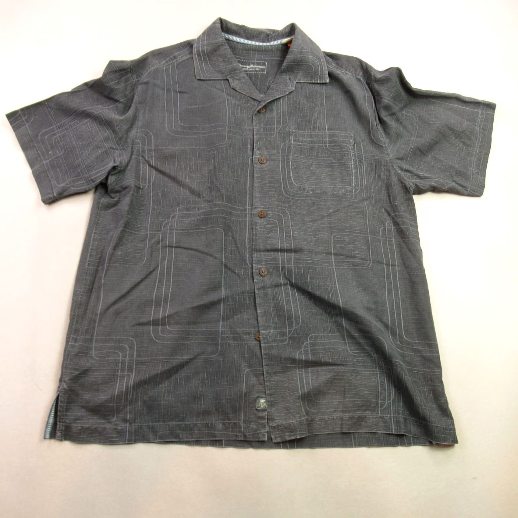Tommy Bahama Tommy Bahama Shirt Mens Large Silk Short Sleeve Button Front Lightweight Gray Size US XL / EU 56 / 4 - 2 Thumbnail