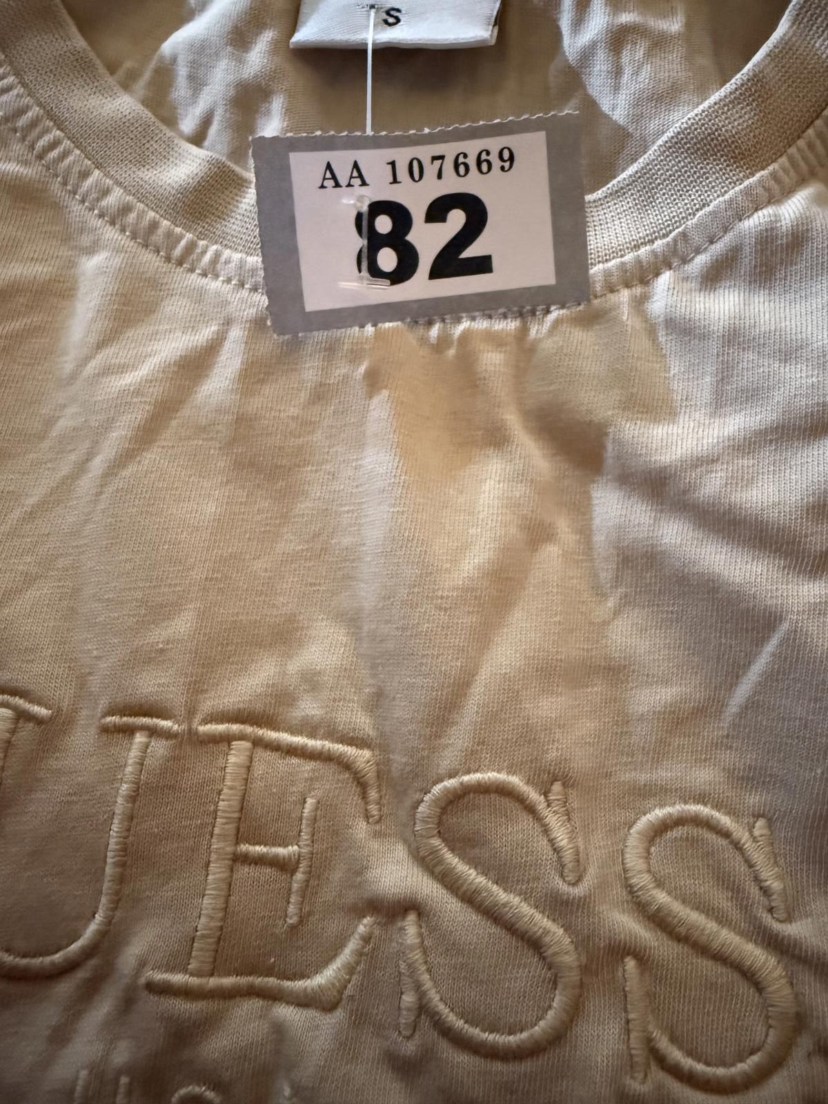 Guess Guess Men's Beige Embroidered Logo T-Shirt Size S Size US S / EU 44-46 / 1 - 2 Thumbnail