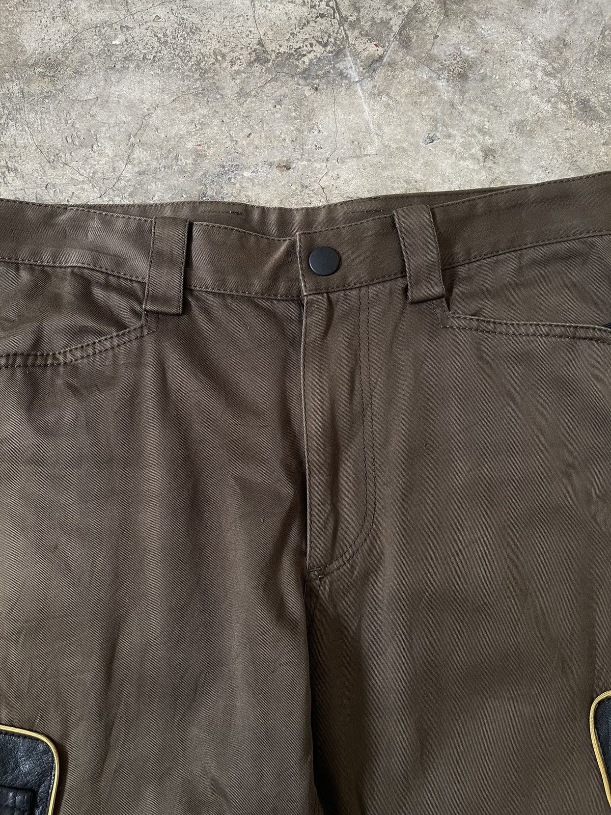 Issey Miyake Issey Miyake Cargo Mesh Pocket Leather Trim Biker Pants Size US 31 - 10 Thumbnail