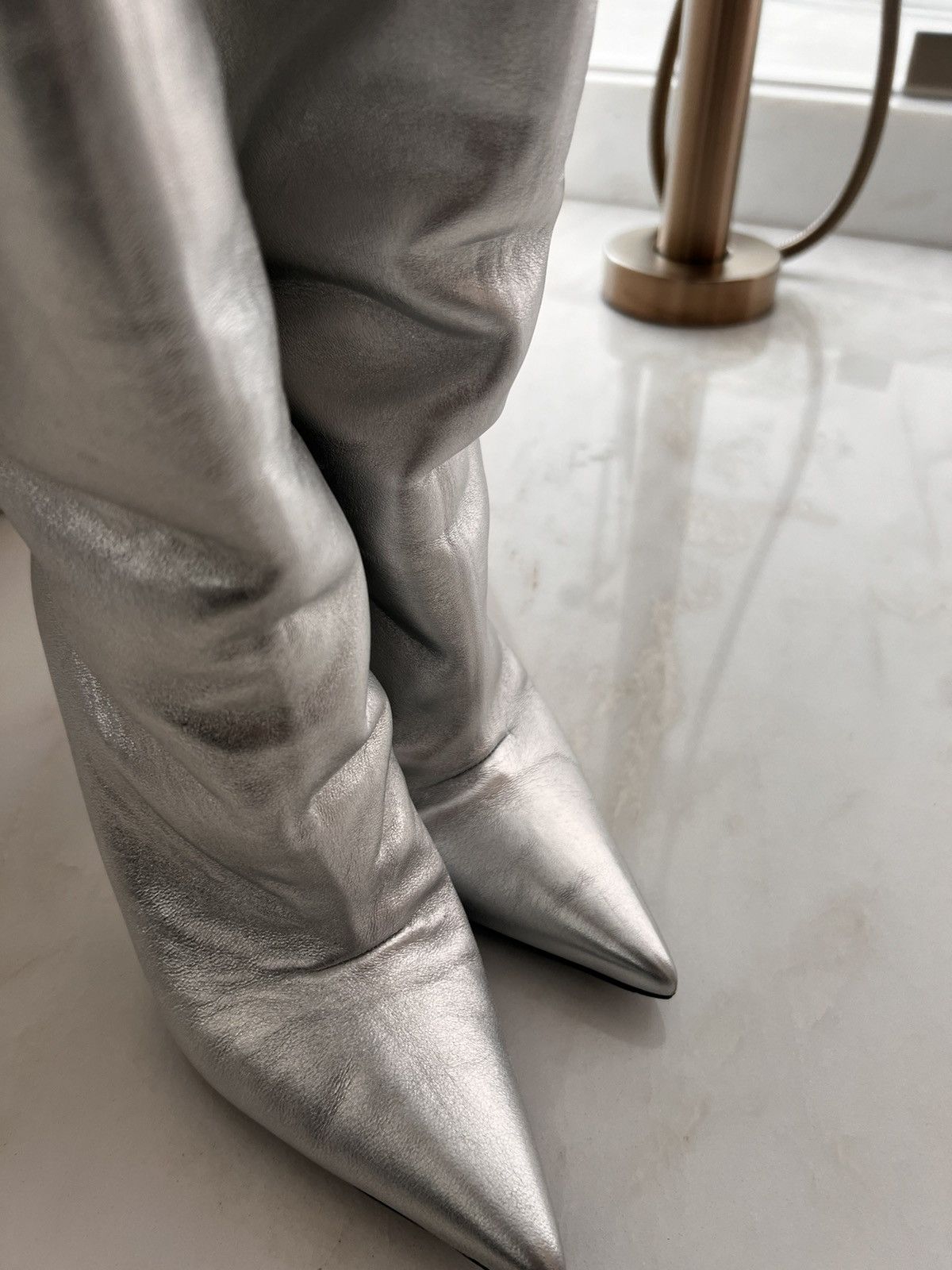 Japanese Brand Knee high wedge silver boots Size US 6.5 / IT 36.5 - 10 Thumbnail