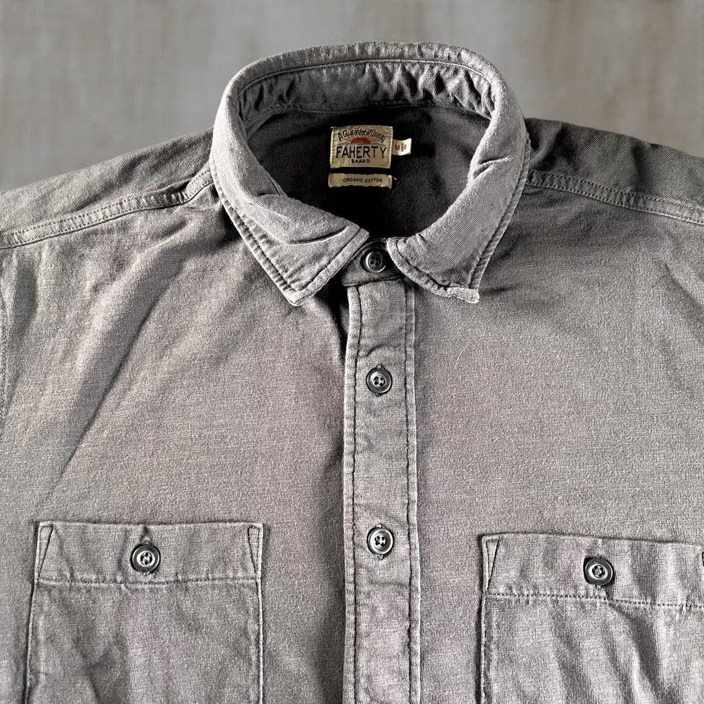 Faherty Faherty Shirt Mens Medium Short Sleeve Button Up Double Pocket Casual Gray Cotton Knit Size US M / EU 48-50 / 2 - 1 Thumbnail