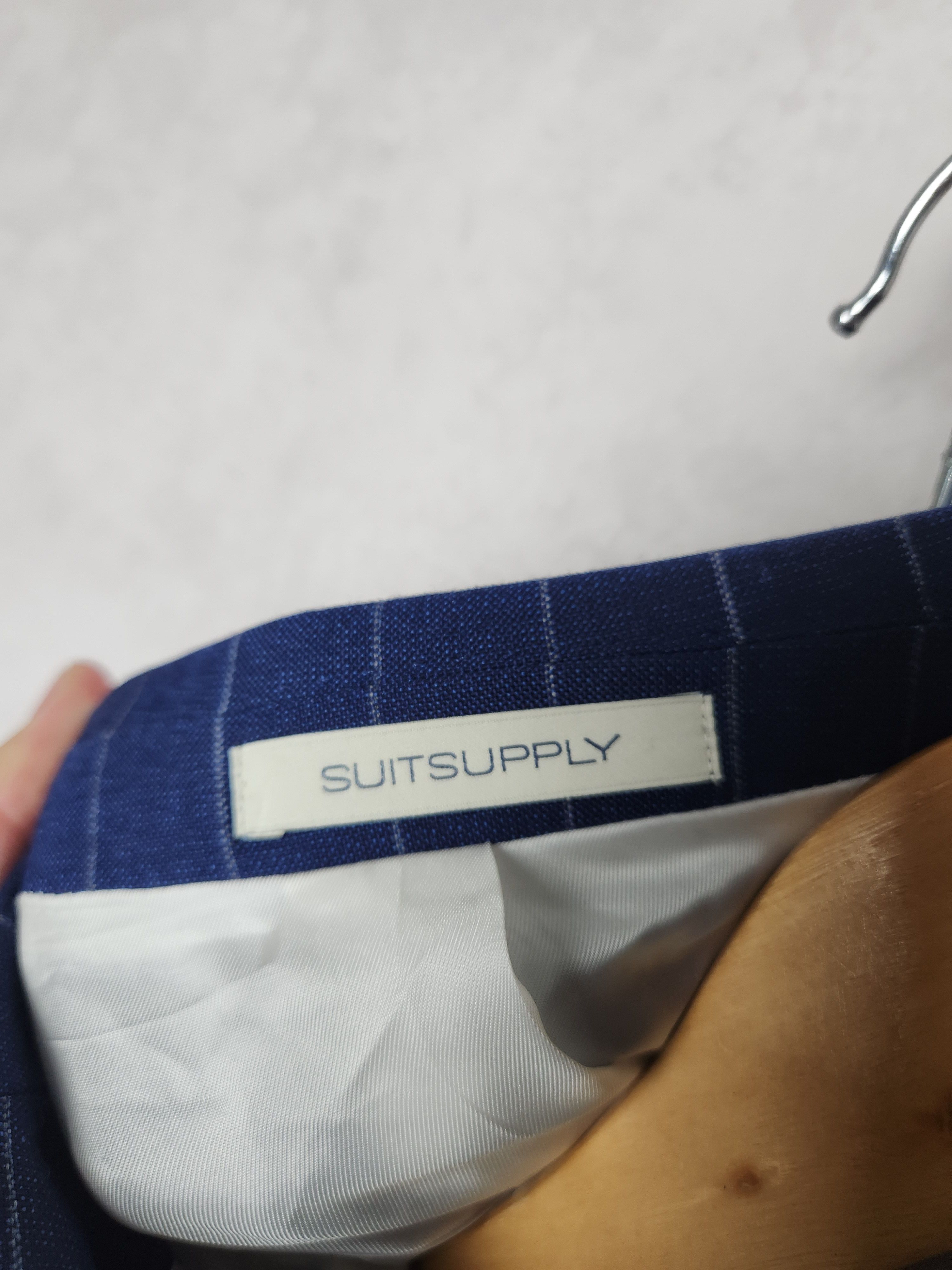 Suitsupply Suitsupply Lazio Single Breasted stripes blue suit slim Size 46R - 7 Thumbnail