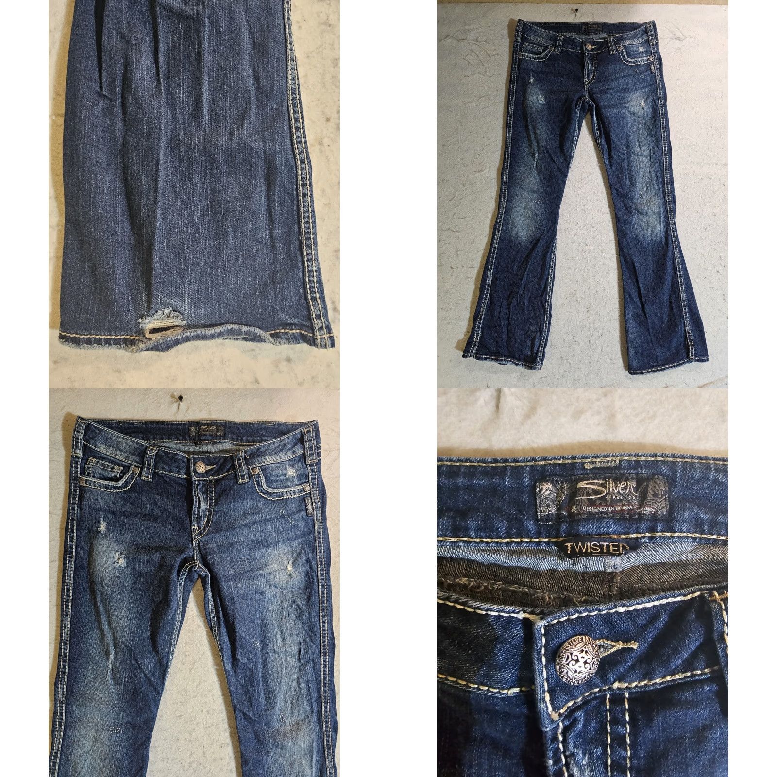 Silver Jeans Co. Silver Jeans Twisted Bootcut Mid Rise Blue Denim Stretch Women's Size 31x33 Medium Wash Jeans Size 24" / US 00 / IT 34 - 8 Thumbnail