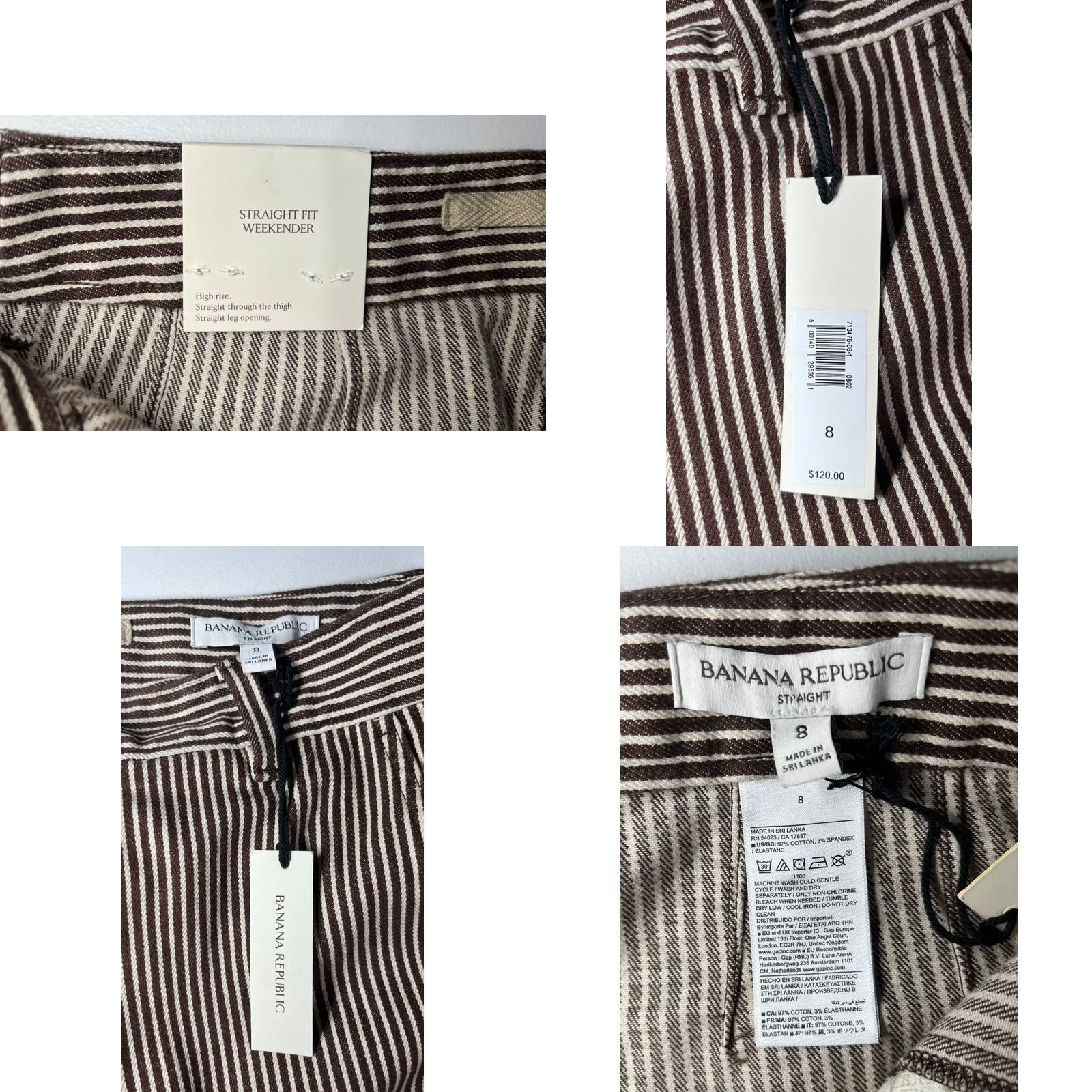 Banana Republic NWT Banana Republic Straight Fit Weekender Pants Sz 8 Shirt Pants Women Multicolor Striped Sl.. Size 30" / US 8 / IT 44 - 8 Thumbnail