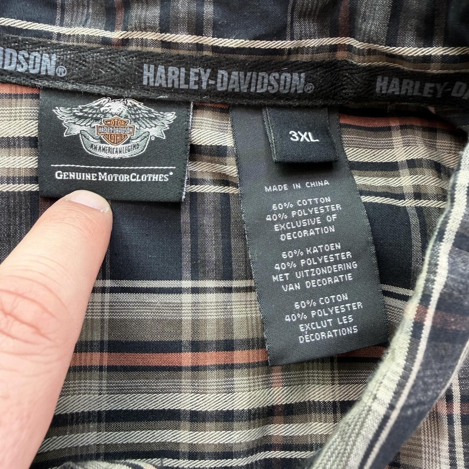Harley Davidson Harley Davidson Plaid Button Up Shirt Mens 3XL Short Sleeve Size US XXL / EU 58 / 5 - 4 Thumbnail