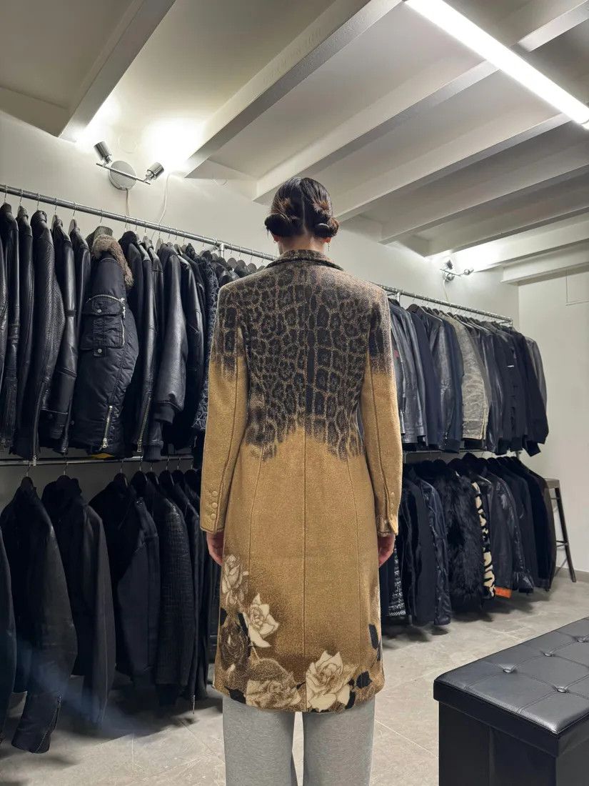 Roberto Cavalli × Vintage AW2002 Roberto Cavalli Leopard Print Beige Wool Trench Coat Size XS / US 0-2 / IT 36-38 - 7 Thumbnail