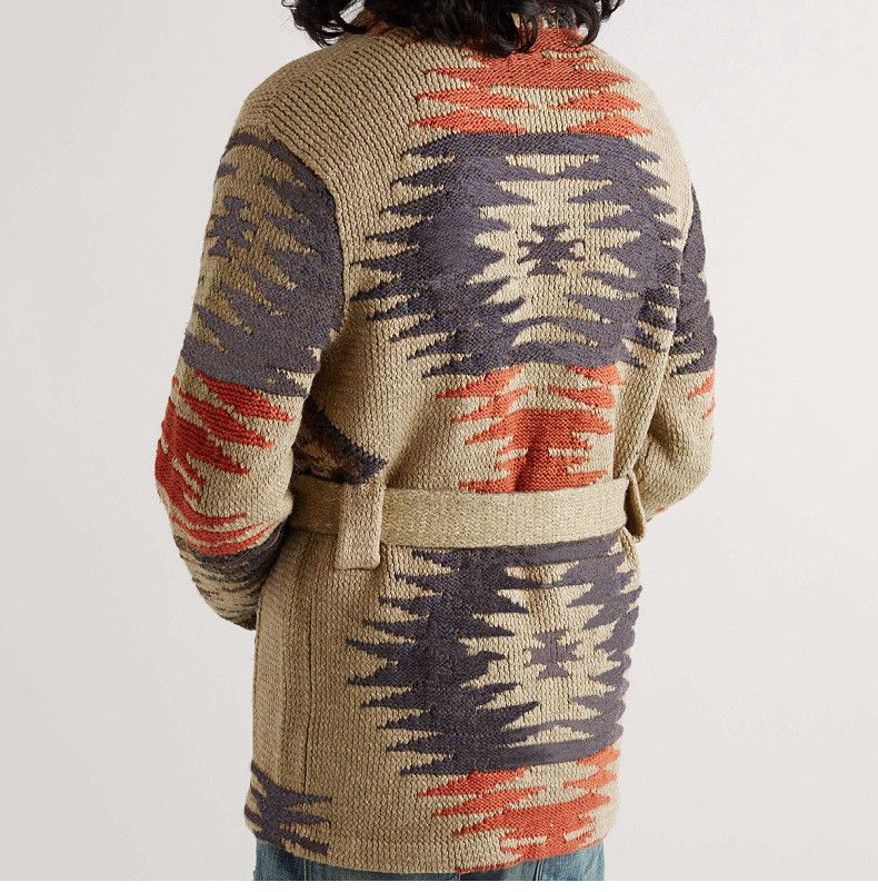 Japanese Brand Retro Heavy Jacquard Sweaters Leisure Lace-up Cardigan Size US L / EU 52-54 / 3 - 4 Thumbnail