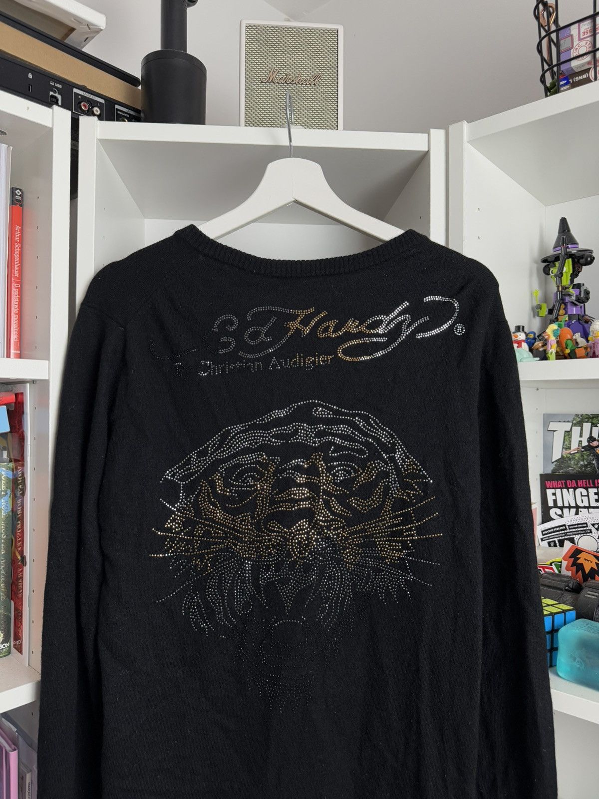 Christian Audigier × Ed Hardy × Vintage Vintage y2k Ed Hard big logo wool sweater L drain opium 00s Size US L / EU 52-54 / 3 - 7 Thumbnail