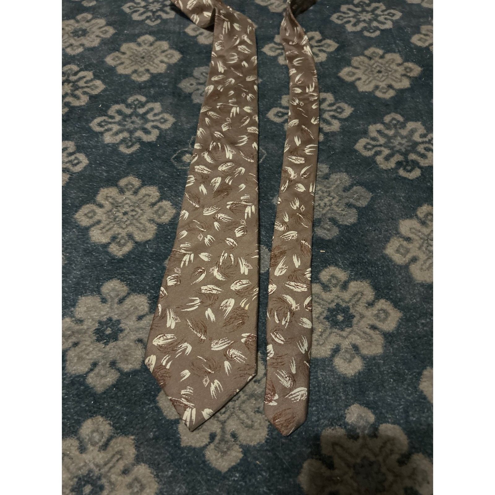 Valentino Valentino Pietro Paris Rome Brown Abstract Silk Necktie Size ONE SIZE - 4 Thumbnail