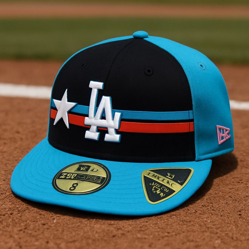 New Era New Era 59 Fifty Los Angeles Dodgers Hat Size 8” Star Strip Size ONE SIZE - 1 Thumbnail