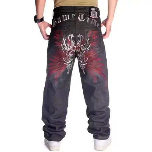 Jean Embroidered Flower Wings Male Denim Pants Size US 36 / EU 52 - 1 Thumbnail