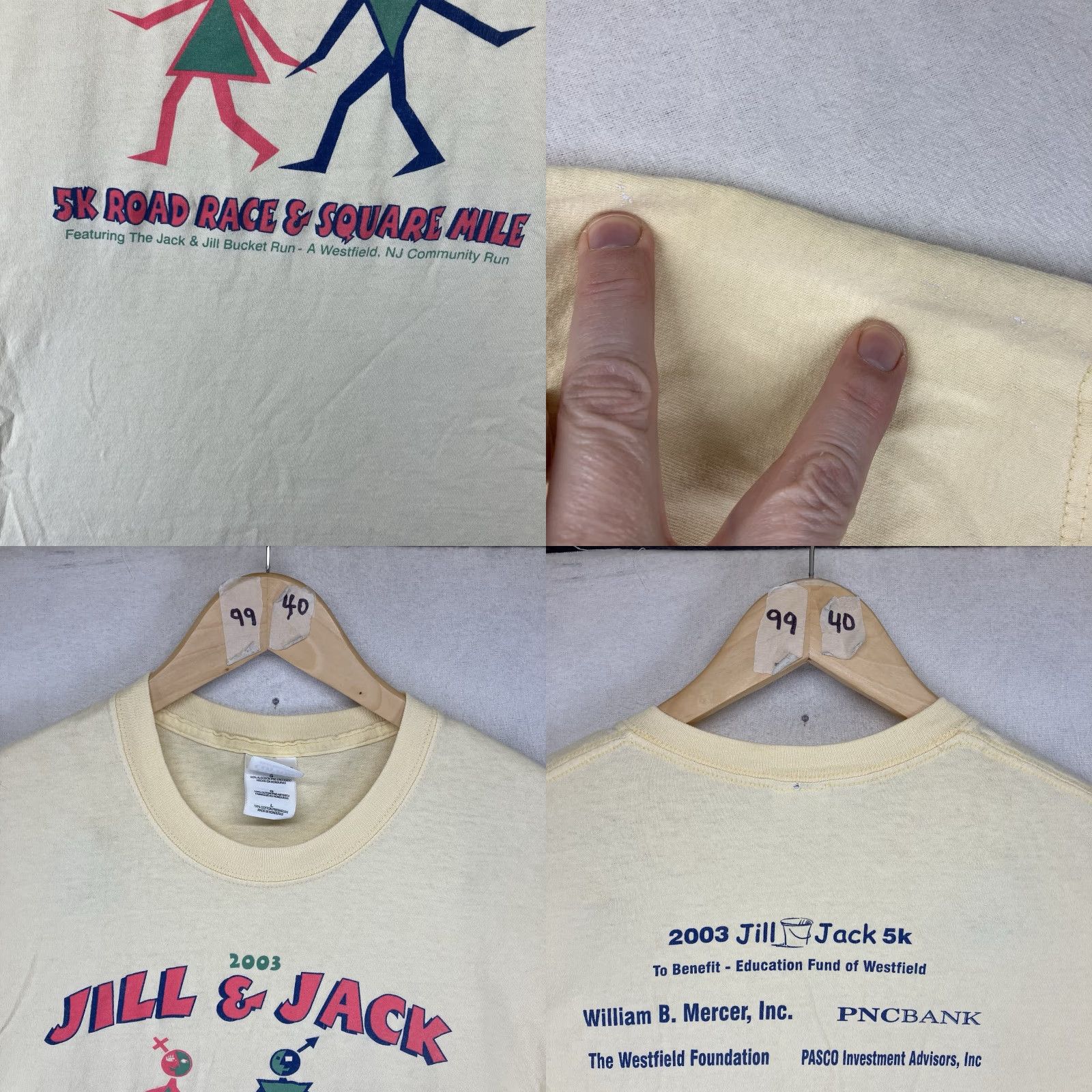Gildan VINTAGE Gildan T-Shirt Yellow 90s Cartoon Jill & Jack 2003 All Cotton Short Sleeve Crew Neck Regular Mens Large Graphic Tee Size US L / EU 52-54 / 3 - 9 Thumbnail