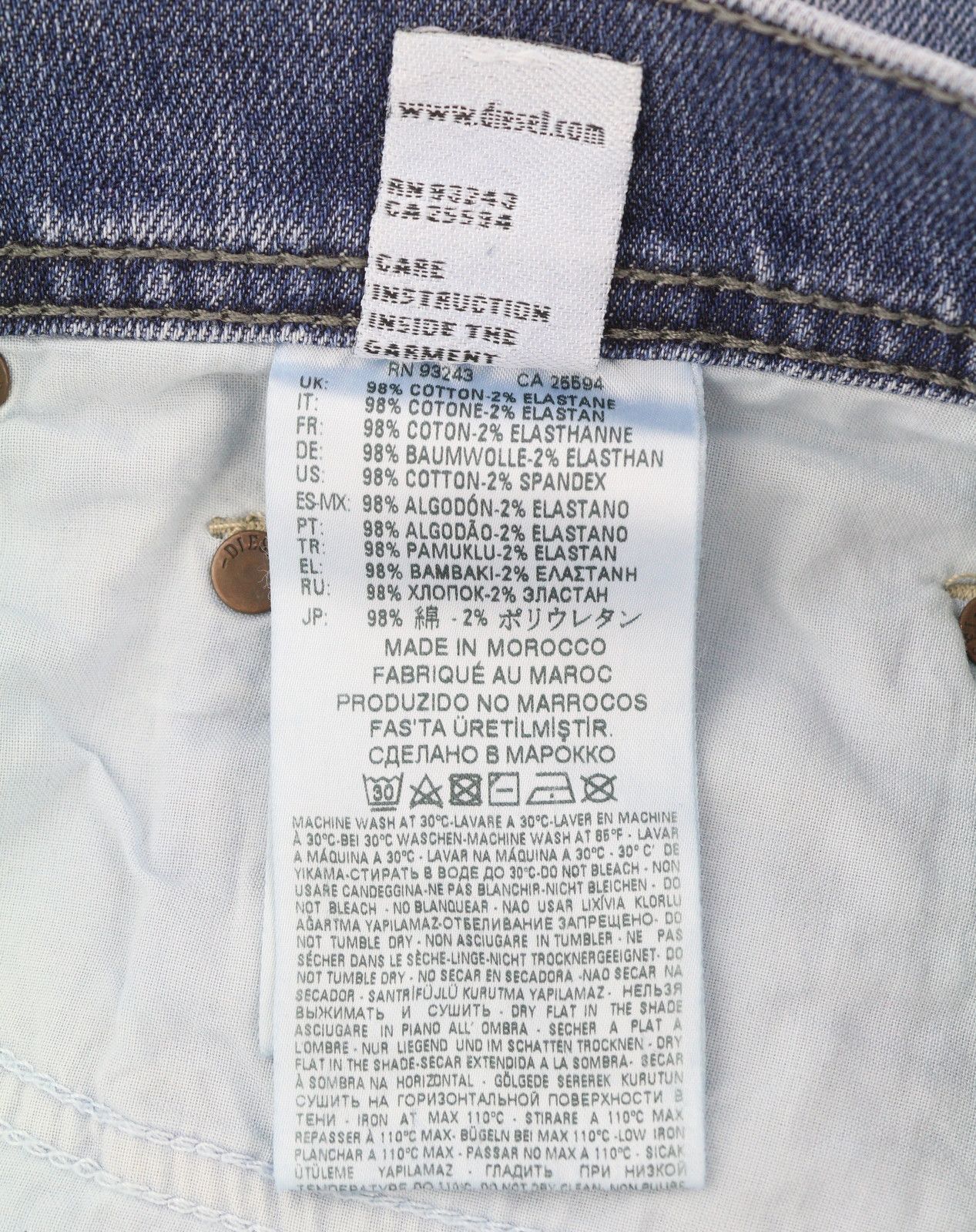 Diesel TEPPHAR 0842H W33/L32 Blue Faded Slim Carrot Jeans 89134 Size US 33 - 10 Thumbnail