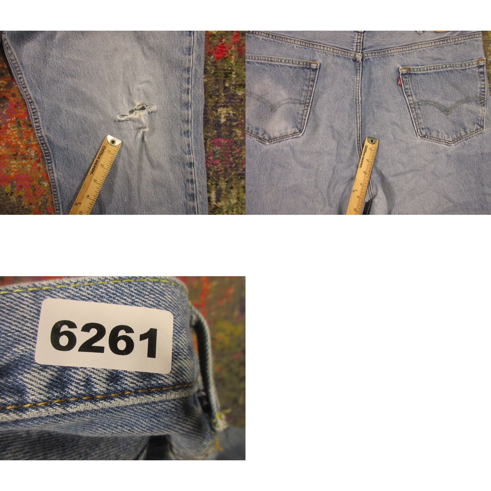 Levi's Levis 550 Jeans Mens 40x32 Relaxed Fit Blue Denim Faded Distressed Holes Size US 40 / EU 56 - 9 Thumbnail