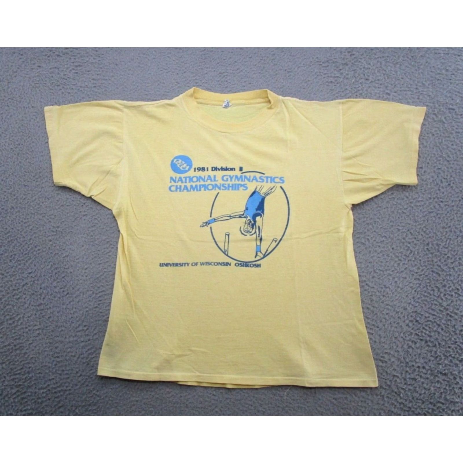 Vintage VINTAGE NCAA Gymnastics National Championship Division II Shirt Mens L Yellow 1981 Artex T-Shirt Size US L / EU 52-54 / 3 - 2 Thumbnail