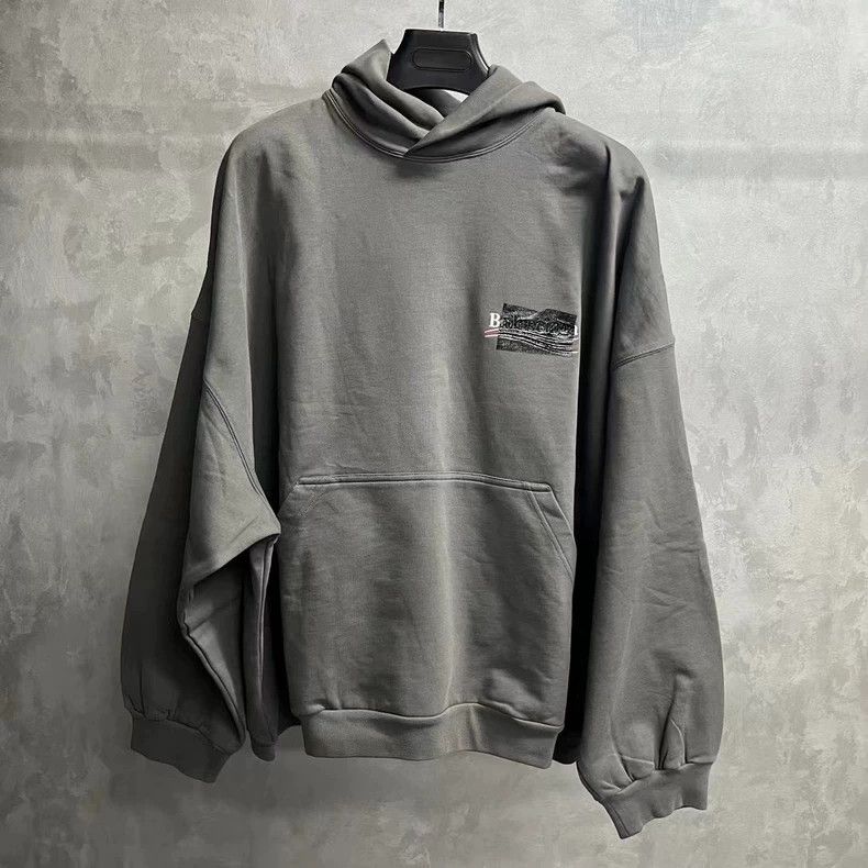 Balenciaga Balenciaga Grey solid logo print masked hoodie 2501-Nextarr Size US M / EU 48-50 / 2 - 1 Thumbnail
