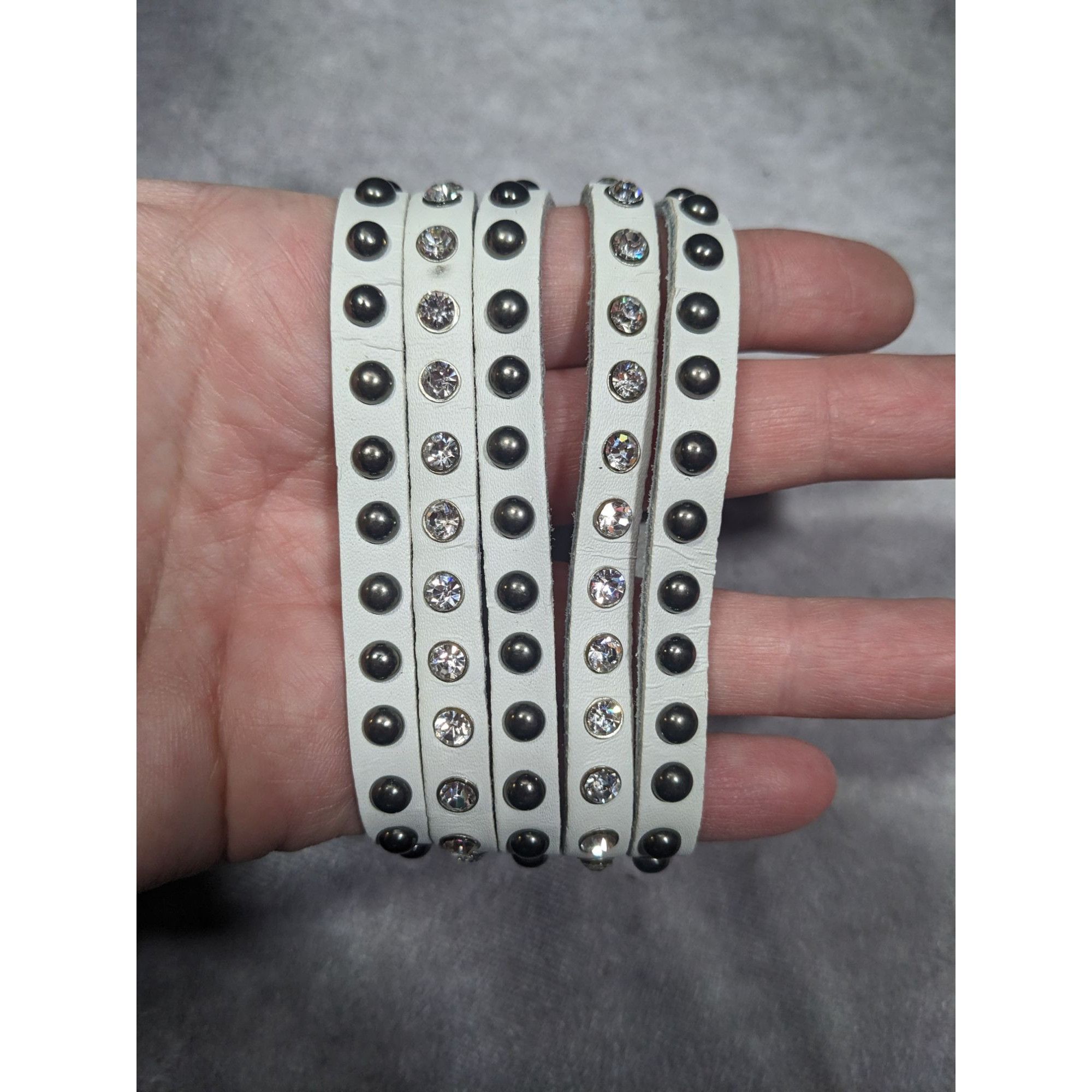Other Alternative Glam Multilayer White Faux Leather Metal Rhinest Size ONE SIZE - 10 Thumbnail