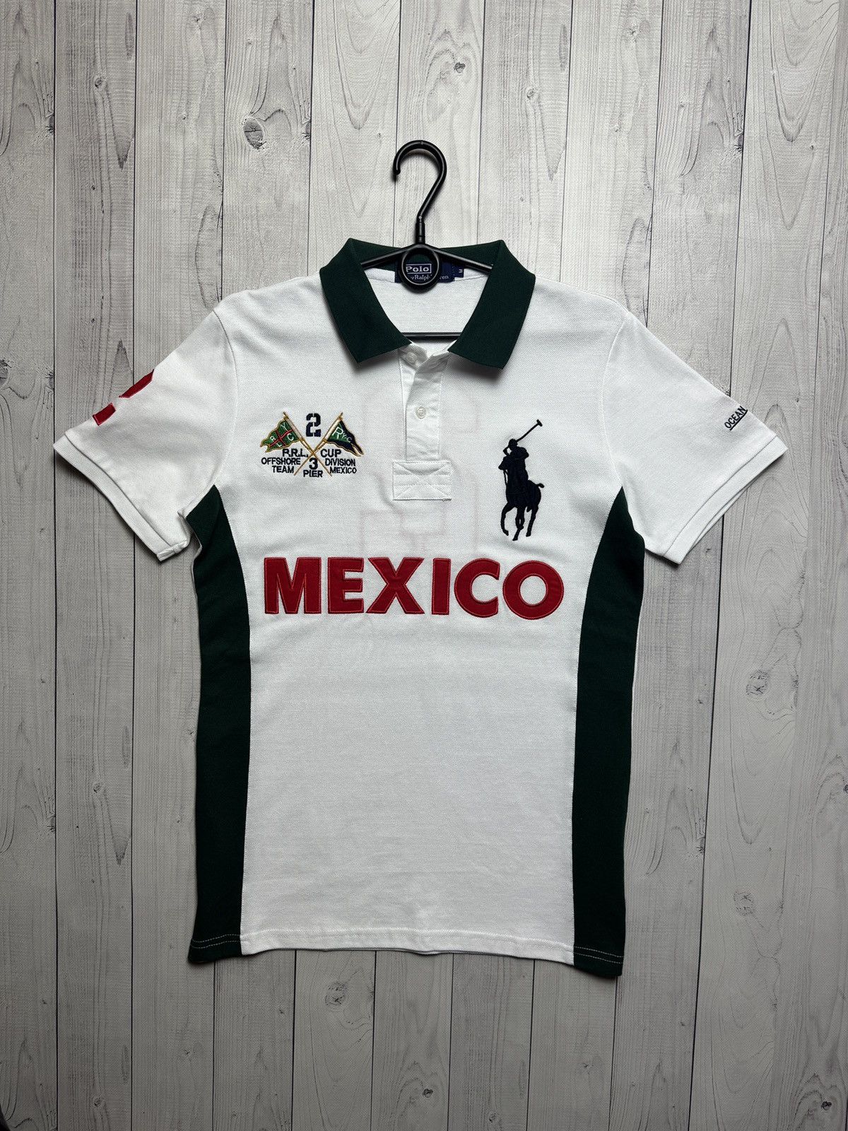 Pre-owned Polo Ralph Lauren X Vintage Mexico Big Logo City Polo Ralph Laurent Green Shirt 2 In White