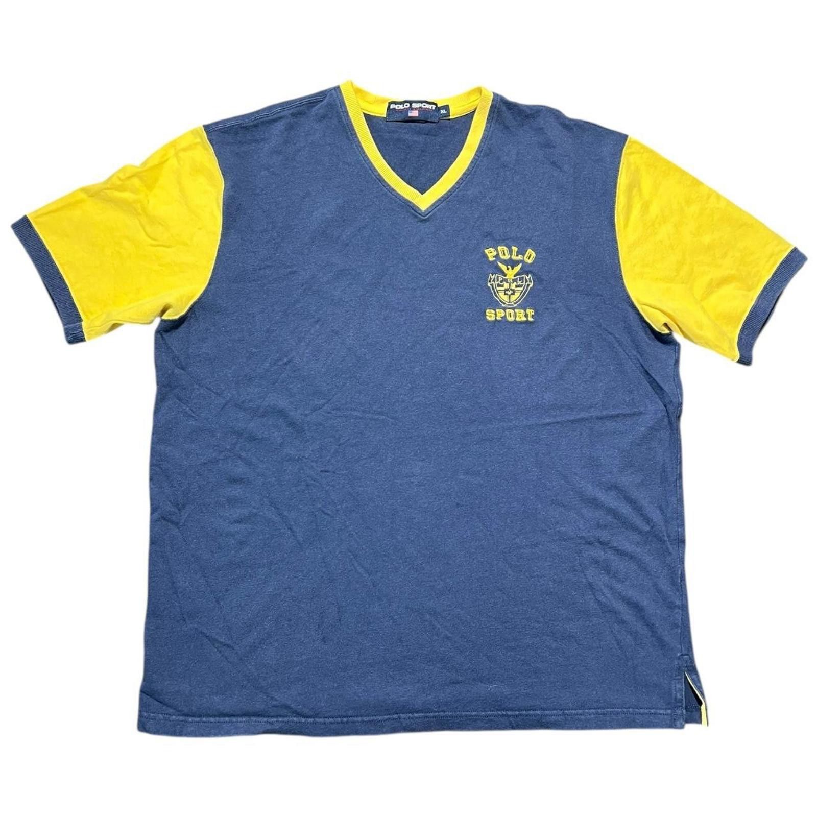 Designer Vintage Polo Sport Ralph Lauren V-neck Tee Size US XL / EU 56 / 4 - 1 Thumbnail