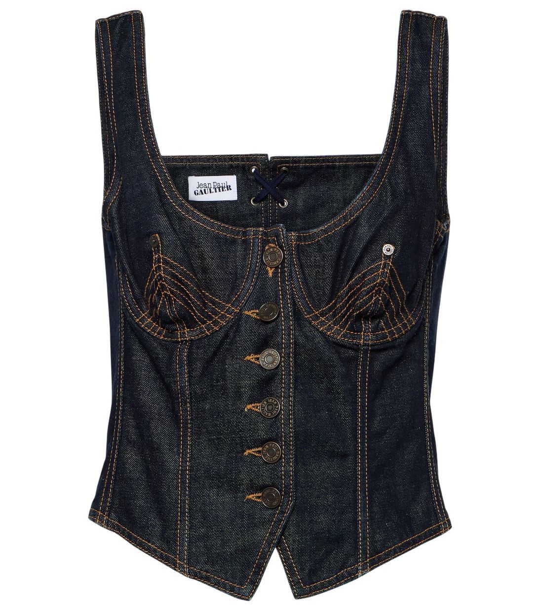 Jean Paul Gaultier Denim Bustier Corset Top Size S / US 4 / IT 40 - 1 Thumbnail