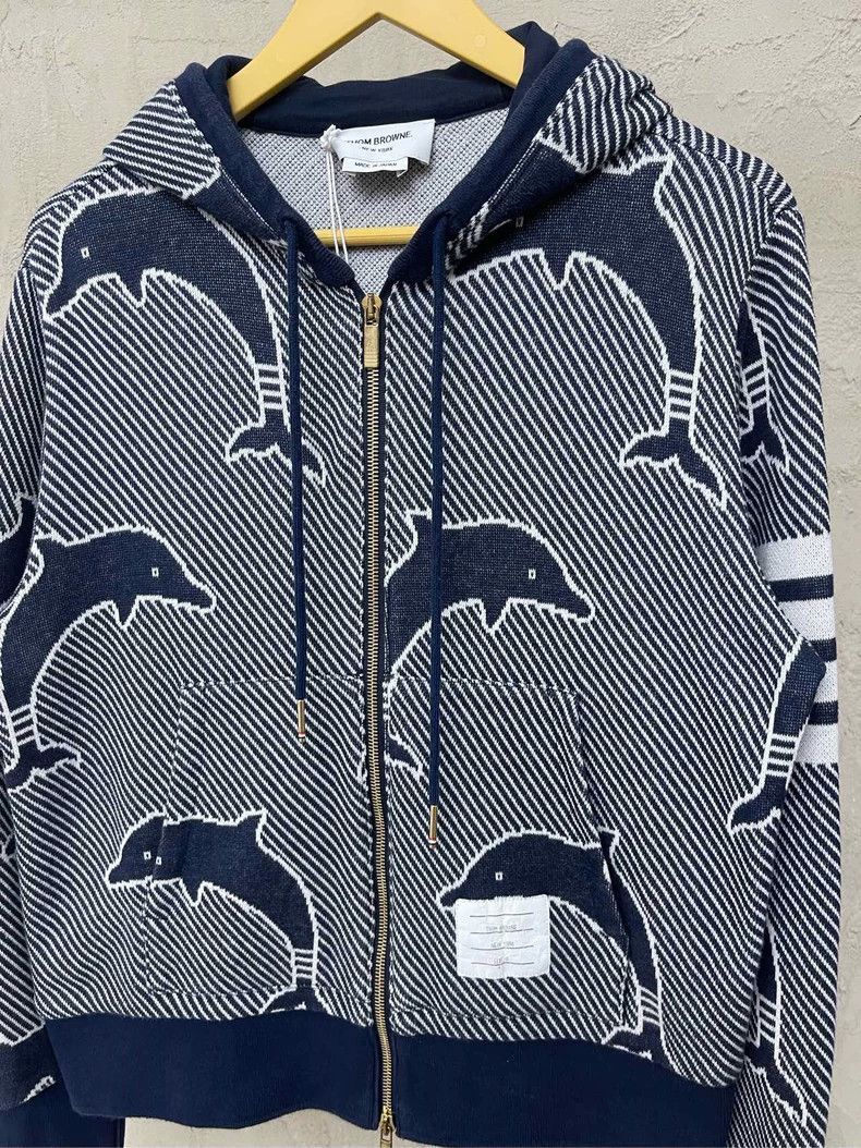 Thom Browne Thom browne Dark blue twill full-print dolphin four-striped Size US XS / EU 42 / 0 - 4 Thumbnail
