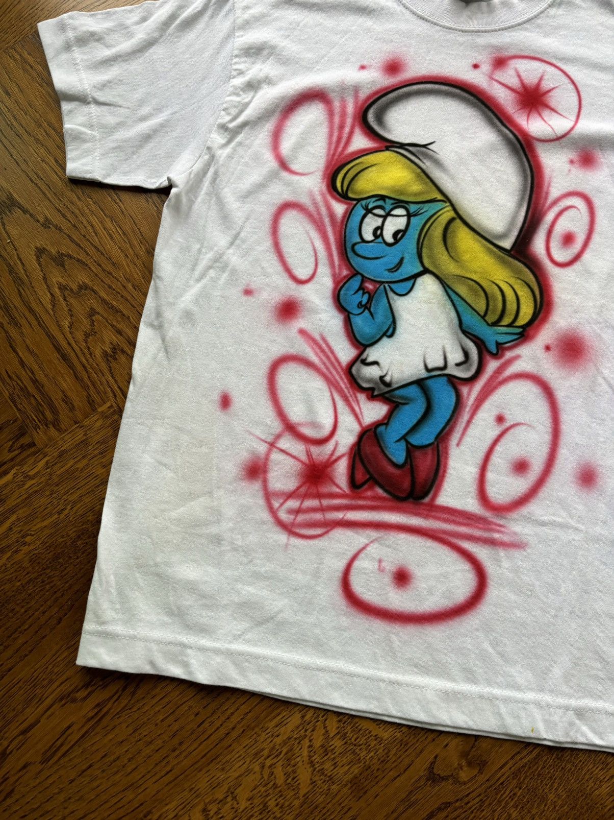 Y2K Airbrush Tee Vintage Smurfs Air Brush Paint 2000s Anime
