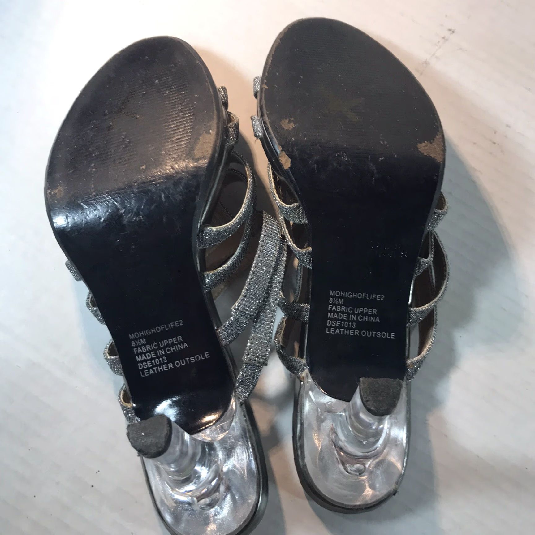 Vintage Mootsies Tootsies Silver Strappy High Heels Womens Size 8.5M Open Toe Glitter Rhinestone Cocktail Formal Size US 8.5 / IT 38.5 - 7 Thumbnail