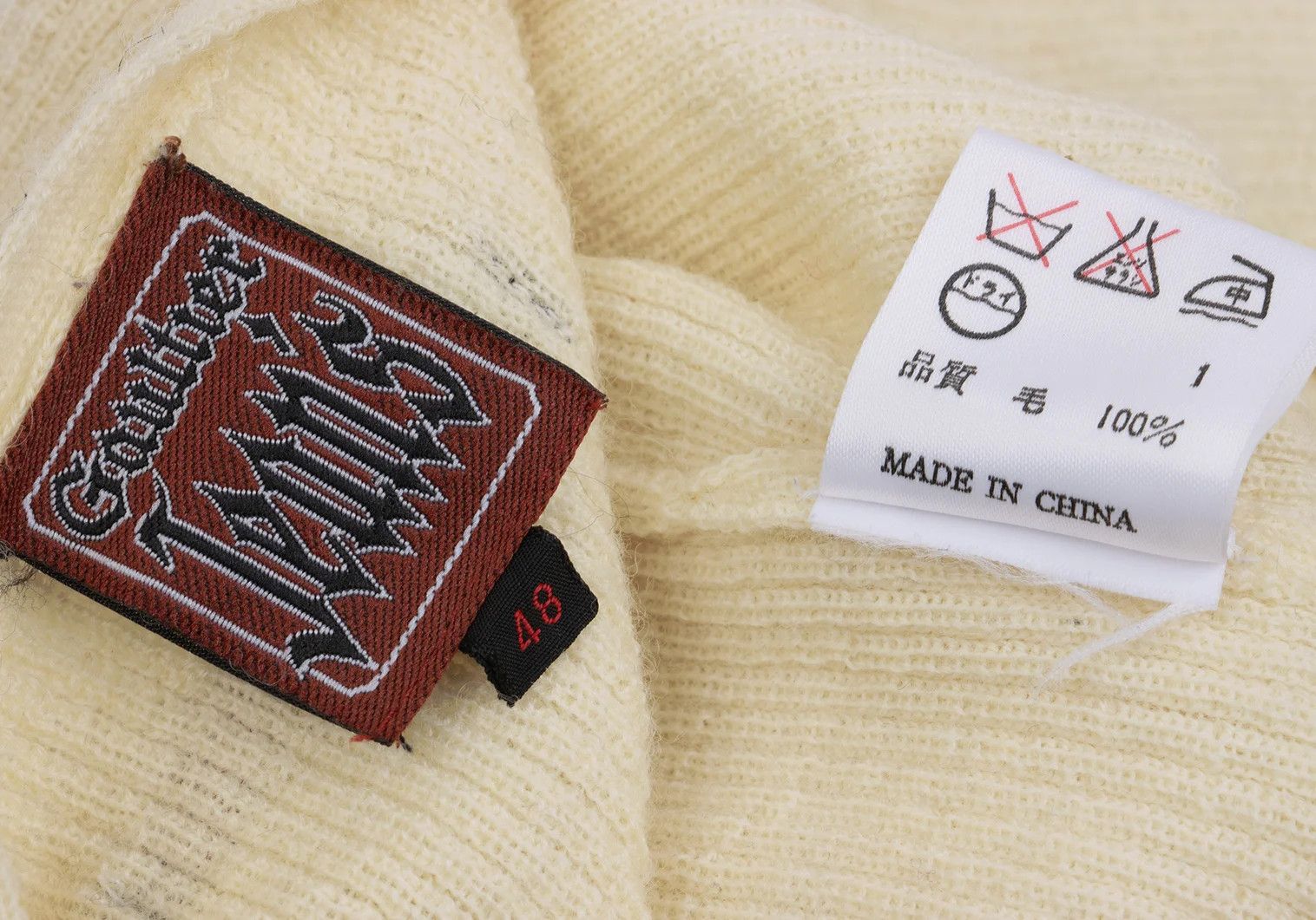 Jean Paul Gaultier Wool Ribbed Knit Sweater in Cream Size 48 Size US M / EU 48-50 / 2 - 16 Thumbnail