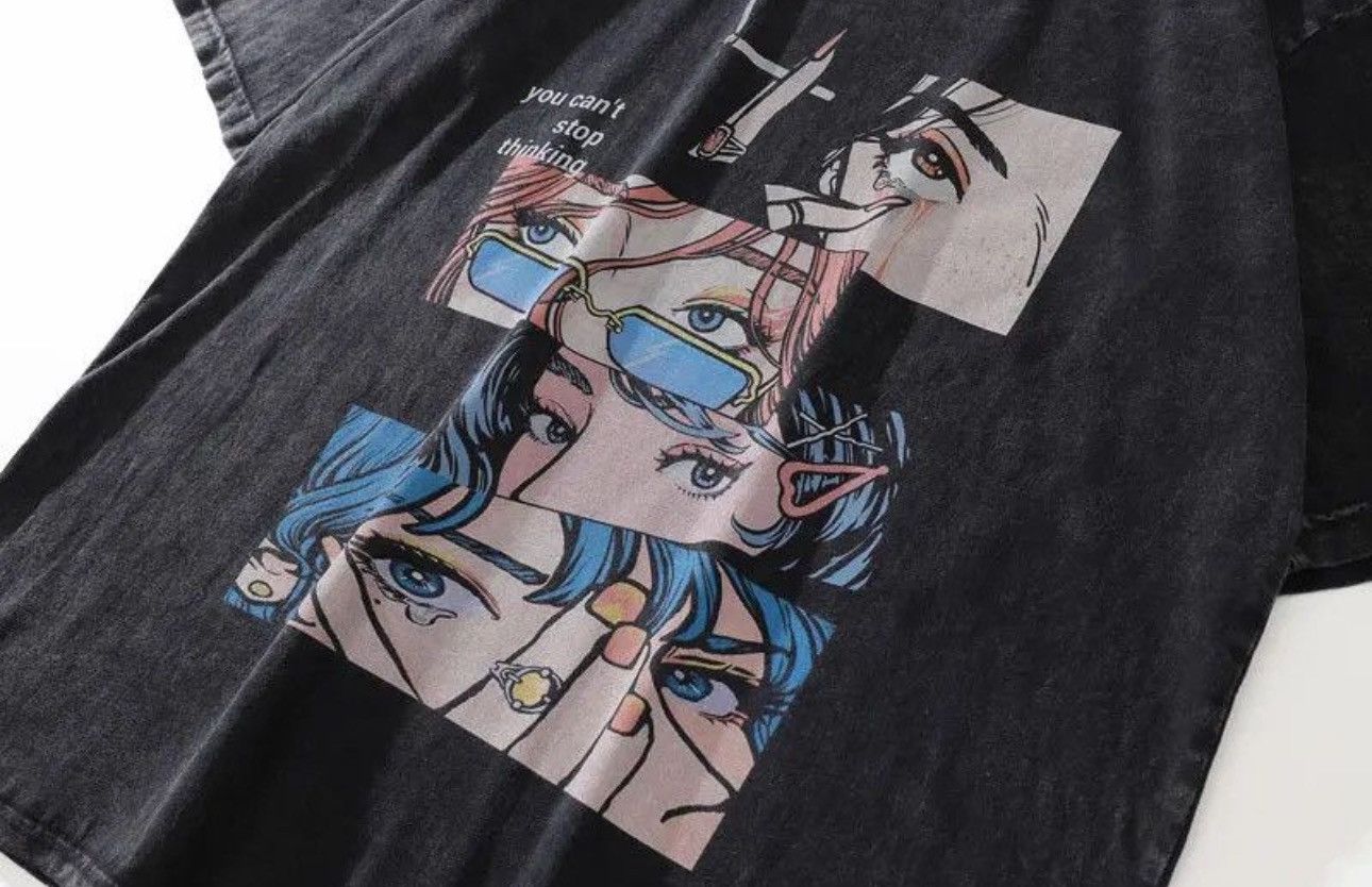Anime × Japanese Brand Anime Eyes Black Printed T-shirt Tee Short Sleeve Size US L / EU 52-54 / 3 - 4 Thumbnail