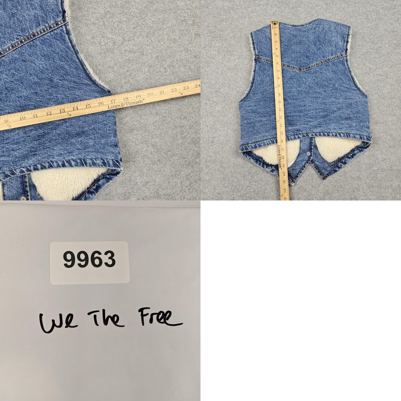 Vintage We The Free Vest Womens Small Blue Denim Sherpa Lined Snap Front Pockets Western Vest Shirt? Size S / US 4 / IT 40 - 8 Thumbnail