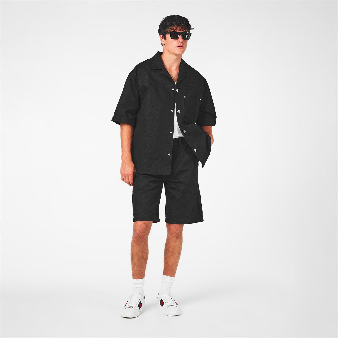 Gucci o1g2r1mq0426 GG Denim Short-Sleeved Shirt in Black Size US XL / EU 56 / 4 - 6 Thumbnail