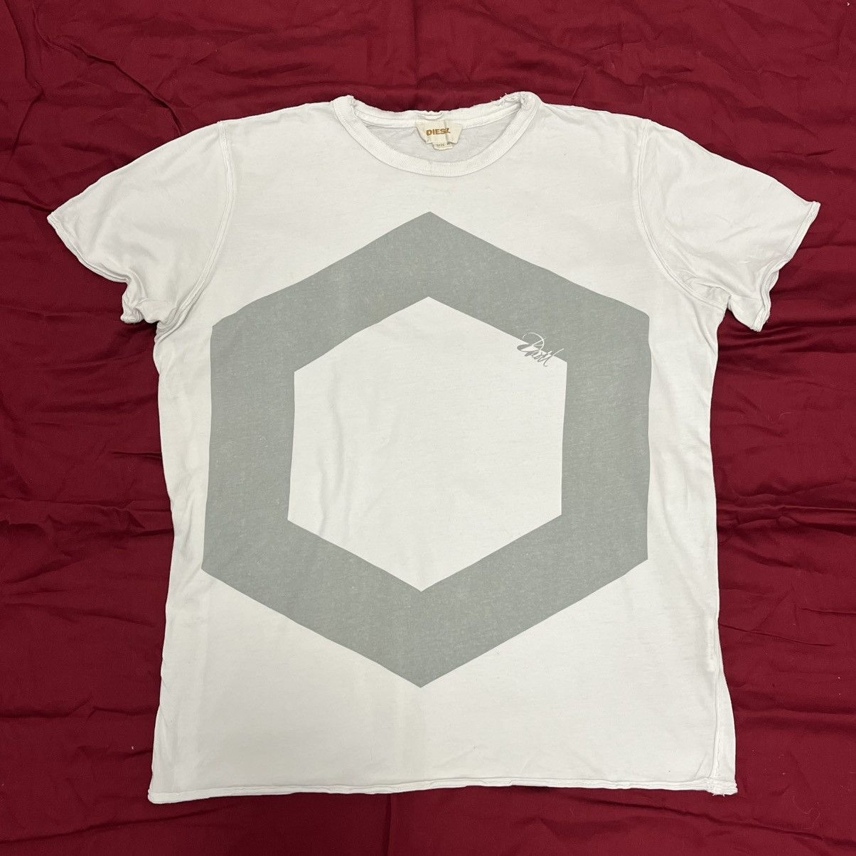 Diesel Diesel White and grey graphic tee t-shirt Size M / US 6-8 / IT 42-44 - 1 Thumbnail