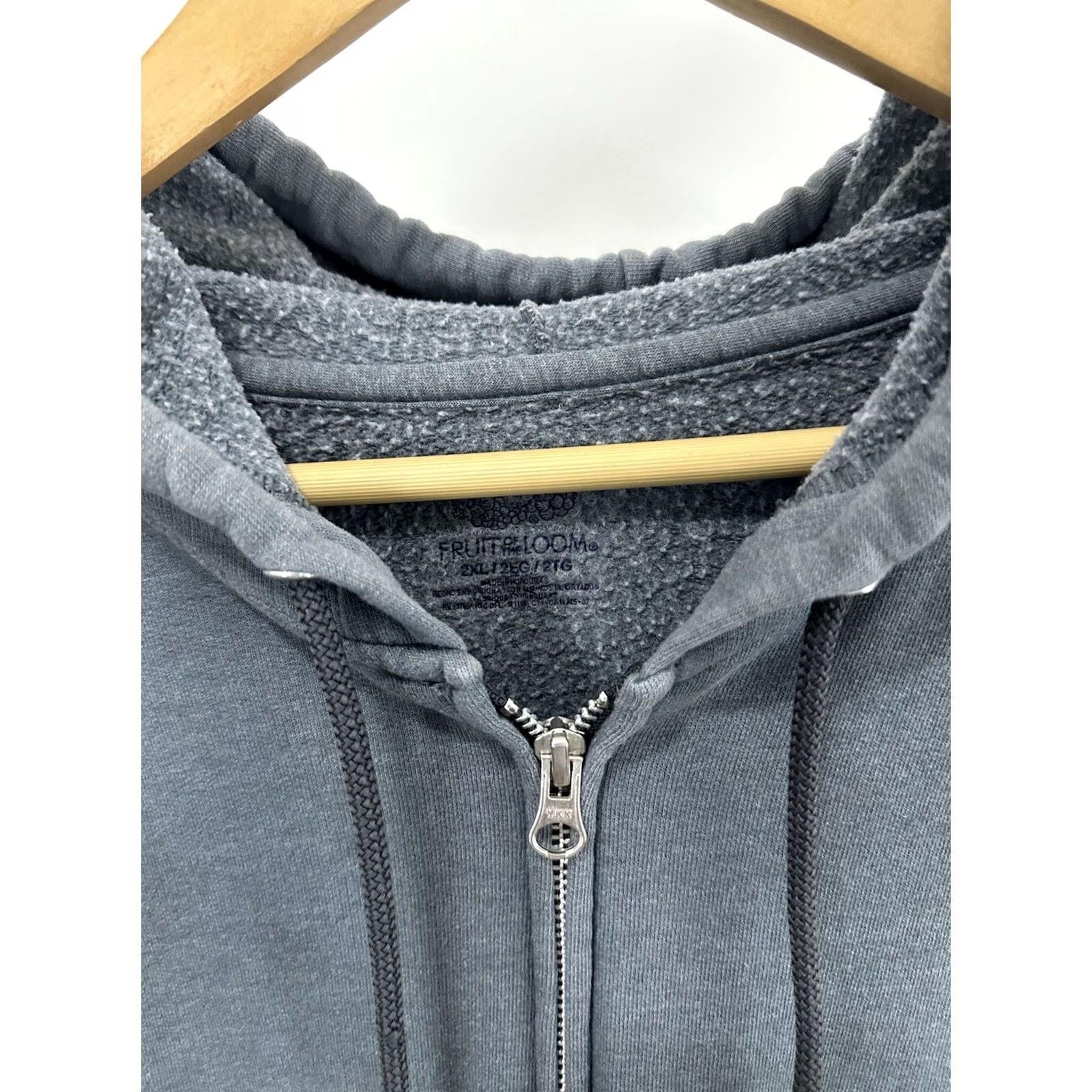 Fruit Of The Loom VTG Gradient Sun Faded Worn WIP Work FOTL Full Zip Hoodie Sweatshirt 2XL Gray Blue Nike Shirt Mens Hoodie Size US XXL / EU 58 / 5 - 3 Thumbnail
