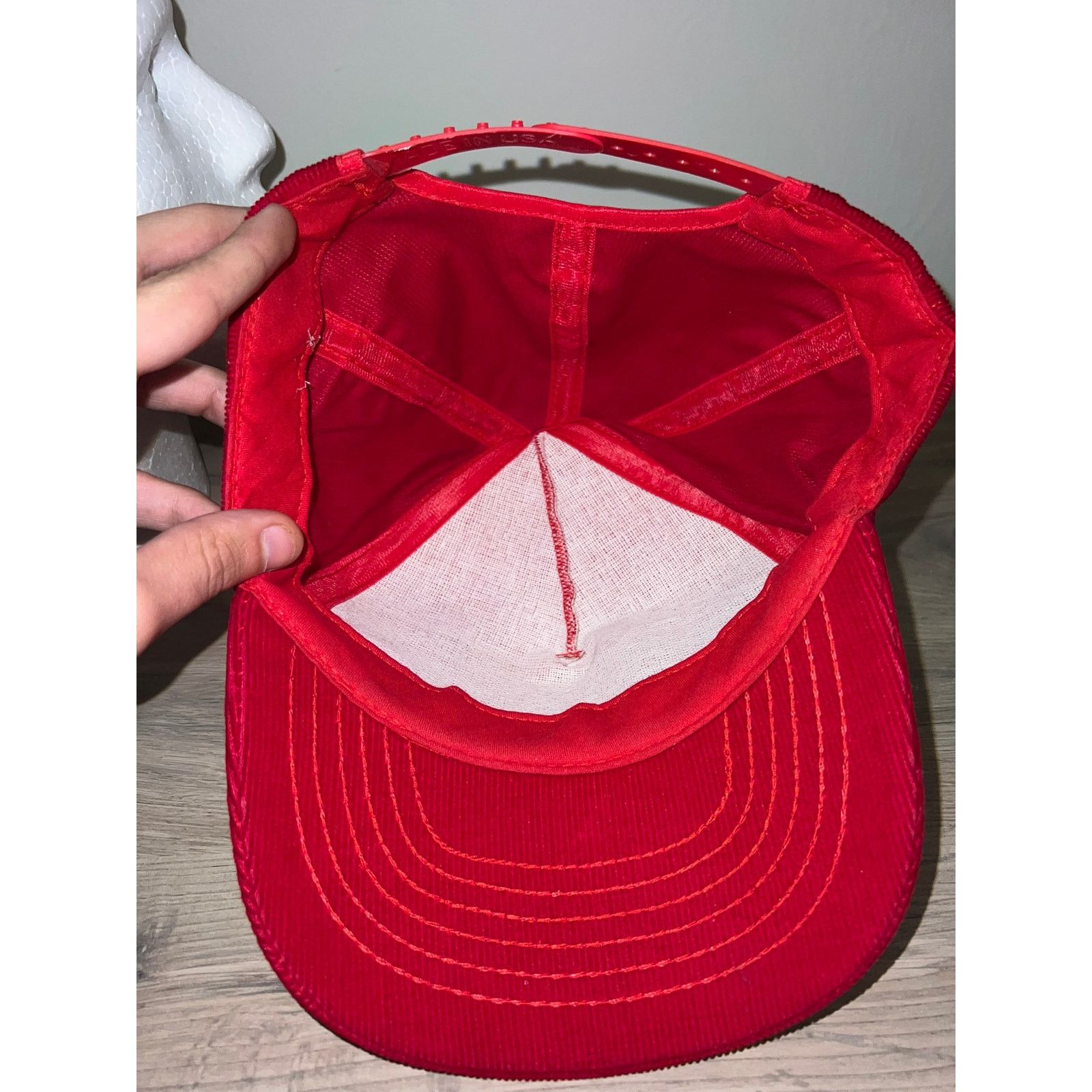 Vintage Vintage 1989 Albion National Bank 100 Years Red Corduroy Hat Size ONE SIZE - 7 Thumbnail