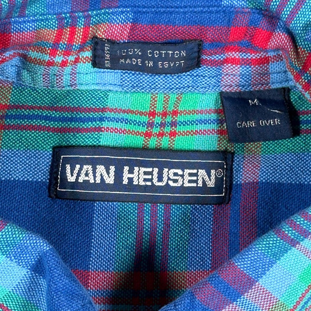 Van Heusen VINTAGE Van Heusen Shirt Adult MEDIUM Blue Plaid Madras Preppy Casual 90s Size US M / EU 48-50 / 2 - 4 Thumbnail