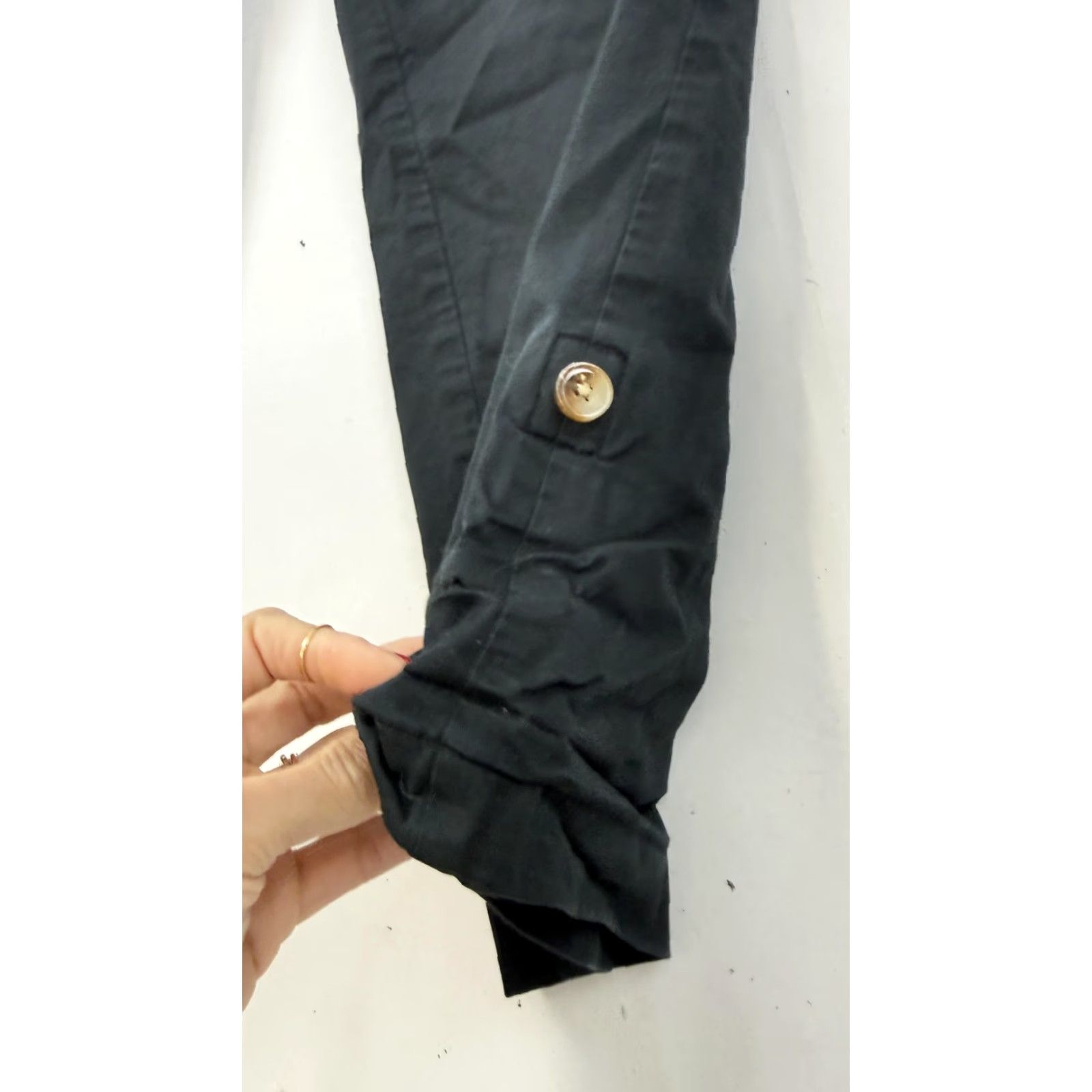 J. Jill J.Jill Pants Womens 4P Black Pima Cotton Crop Cuffed Straight Leg Twill Casual Size 27" / US 4 / IT 40 - 3 Thumbnail