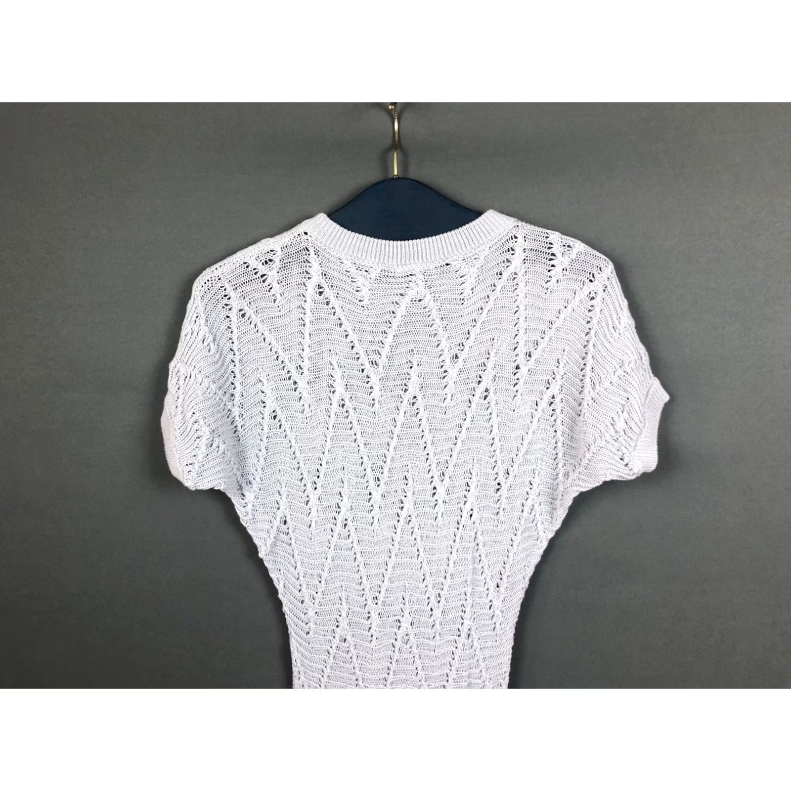 Malo Malo Knit Tunic Blouse Gray XS Women Cotton Cashmere Crew Neck Cap Sleeve Ribbed Hem Casual Vintage: No Size XS / US 0-2 / IT 36-38 - 4 Thumbnail
