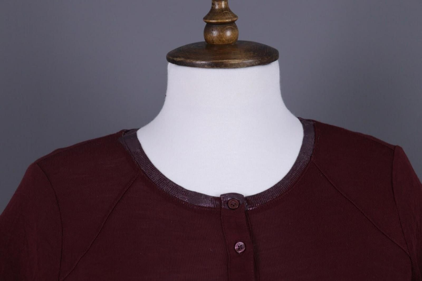 Zadig & Voltaire Zadig & Voltaire Chlo Poil Burgundy Knit Henley Shirt Size S Size S / US 4 / IT 40 - 5 Thumbnail