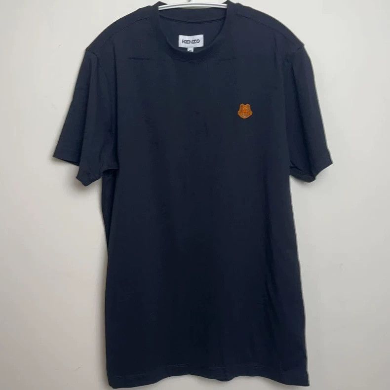 KENZO Black cotton short-sleeve T-shirt with tiger head pa