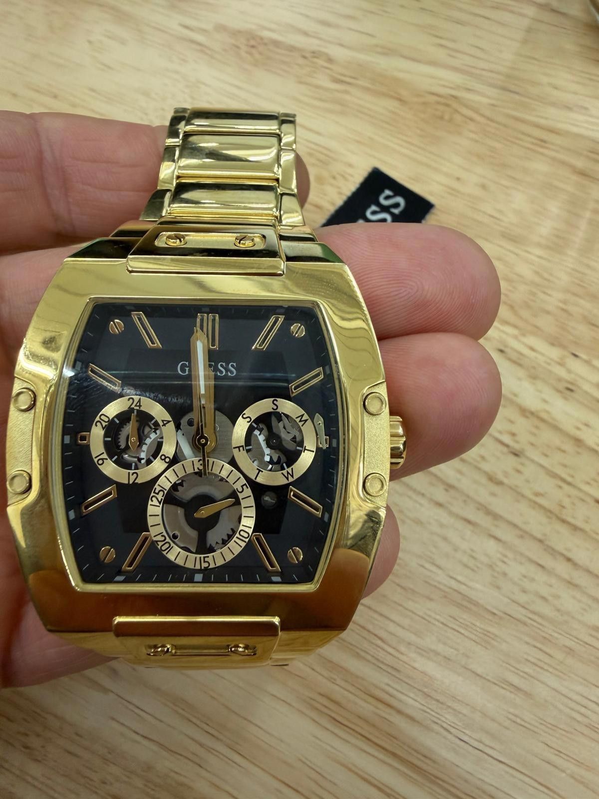 Guess GUESS Men's Phoenix 43mm Gold Tone Black Dial Quartz Watch Size ONE SIZE - 8 Thumbnail