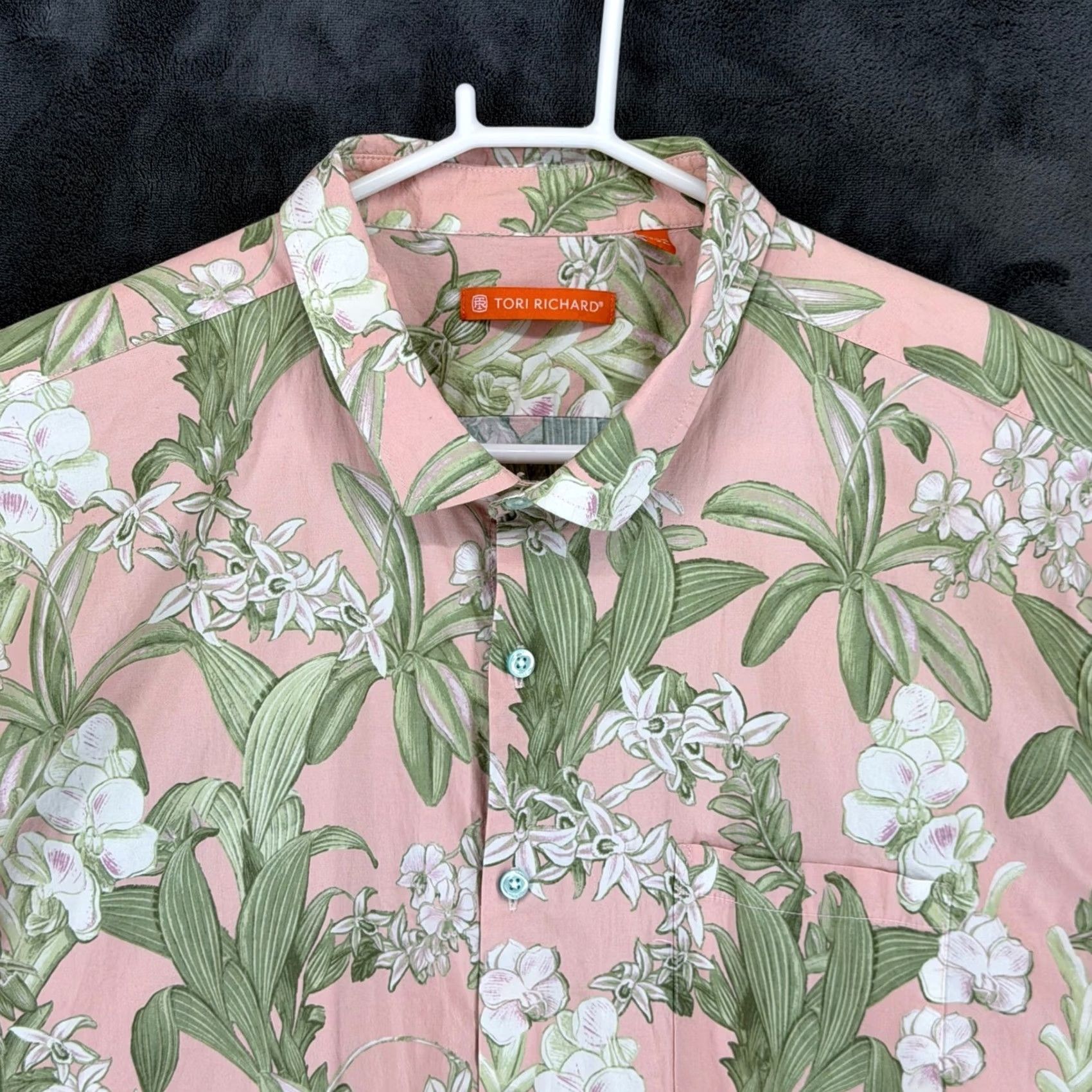 Tori Richard Tori Richard Mens 2XL Pink Tropical Orchid Floral Cotton Stretch Button Up Shirt Size US XXL / EU 58 / 5 - 2 Thumbnail