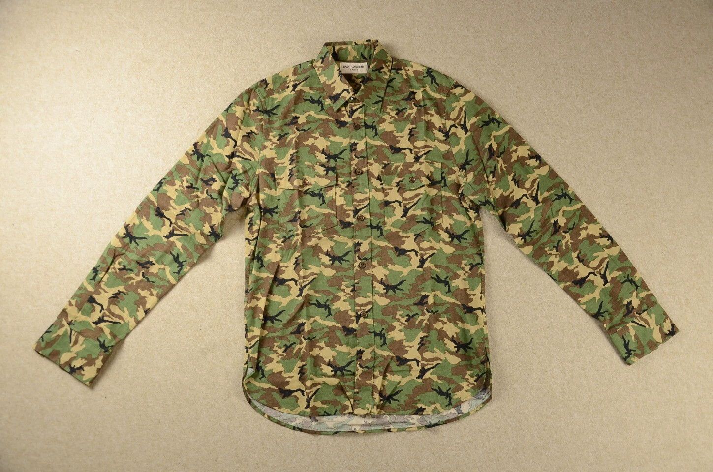 Saint Laurent Paris SLP 2014 Rare Green Camo Shirt Size US XS / EU 42 / 0 - 1 Thumbnail