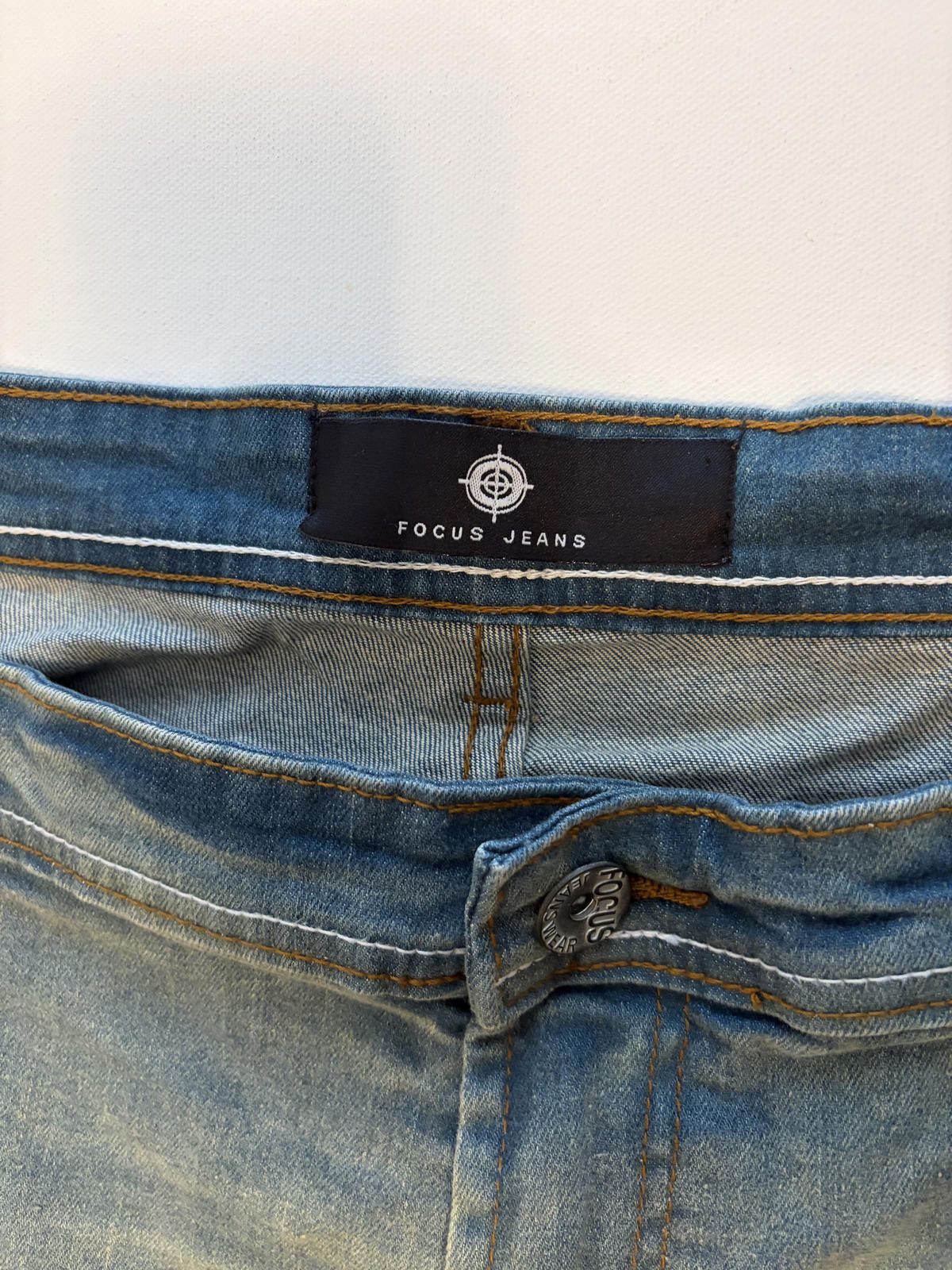 Fotus Focus Men's Moto Biker Side Stripes Jeans (Size 44x32) Size US 44 / EU 60 - 2 Thumbnail