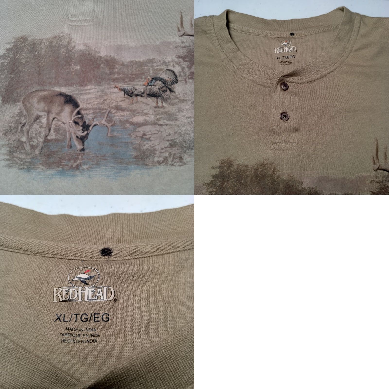 Vintage VINTAGE Redhead Henley Shirt Men XL Buck Deer Turkey Hunting Hunt Tan Animals Cabincore Size US XL / EU 56 / 4 - 8 Thumbnail