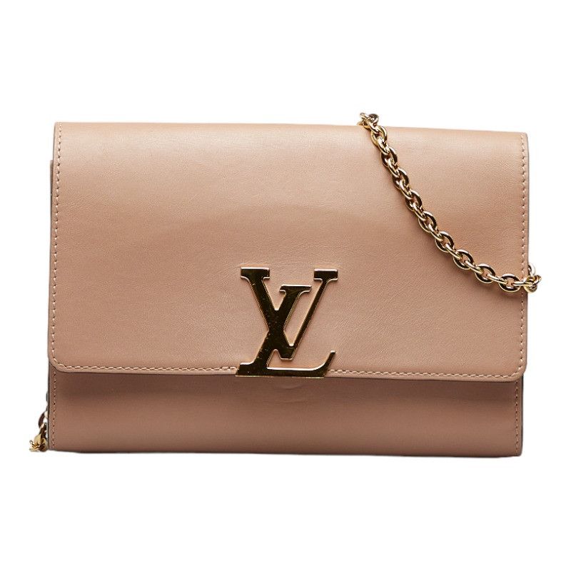 Louis Vuitton Pochette GM Chain Shoulder Bag Nude Beige Pink
