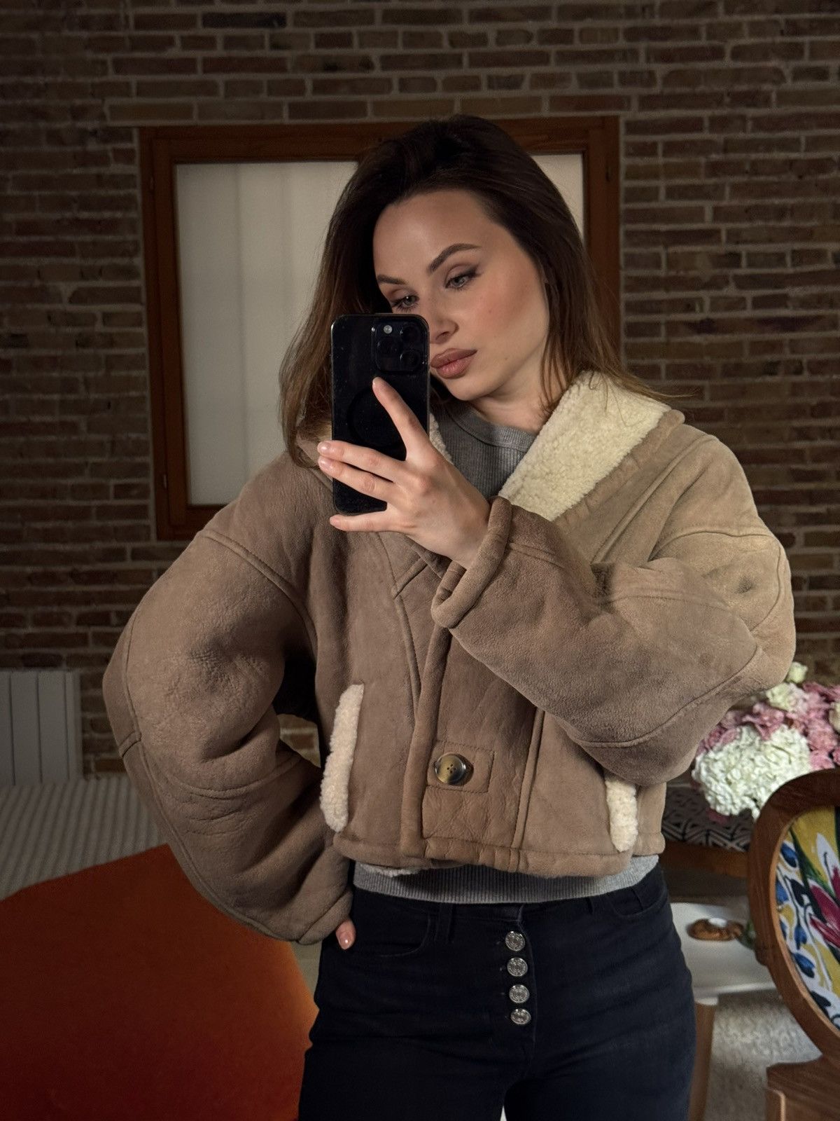 Other Furfuza Shearling Lambskin Jacket Beige Size S / US 4 / IT 40 - 8 Thumbnail