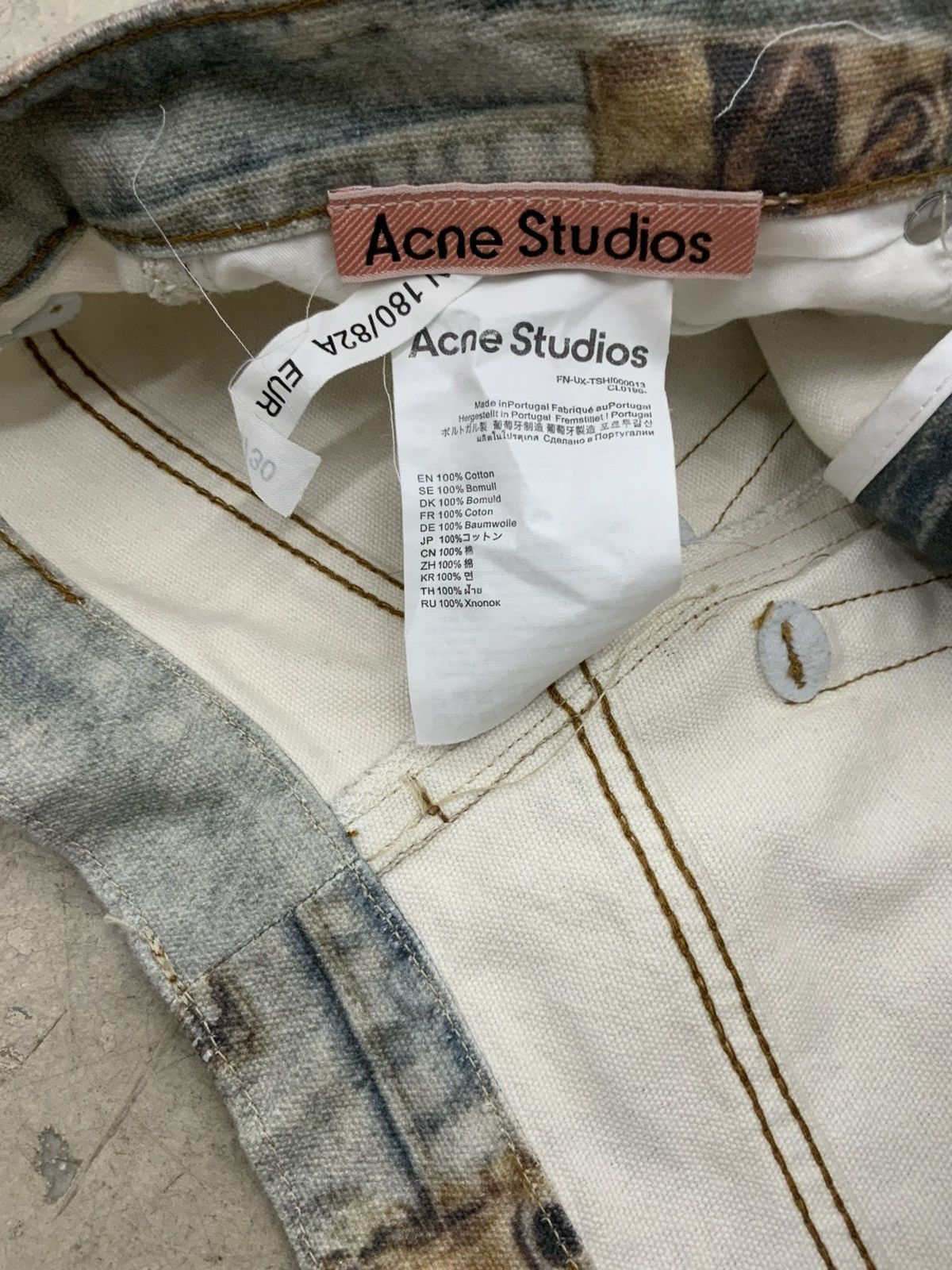 Acne Studios ACNE STUDIOS LEATHER PATCHWORK TROMPE LOEIL BAGGY WIDE JEANS Size US 30 / EU 46 - 3 Thumbnail
