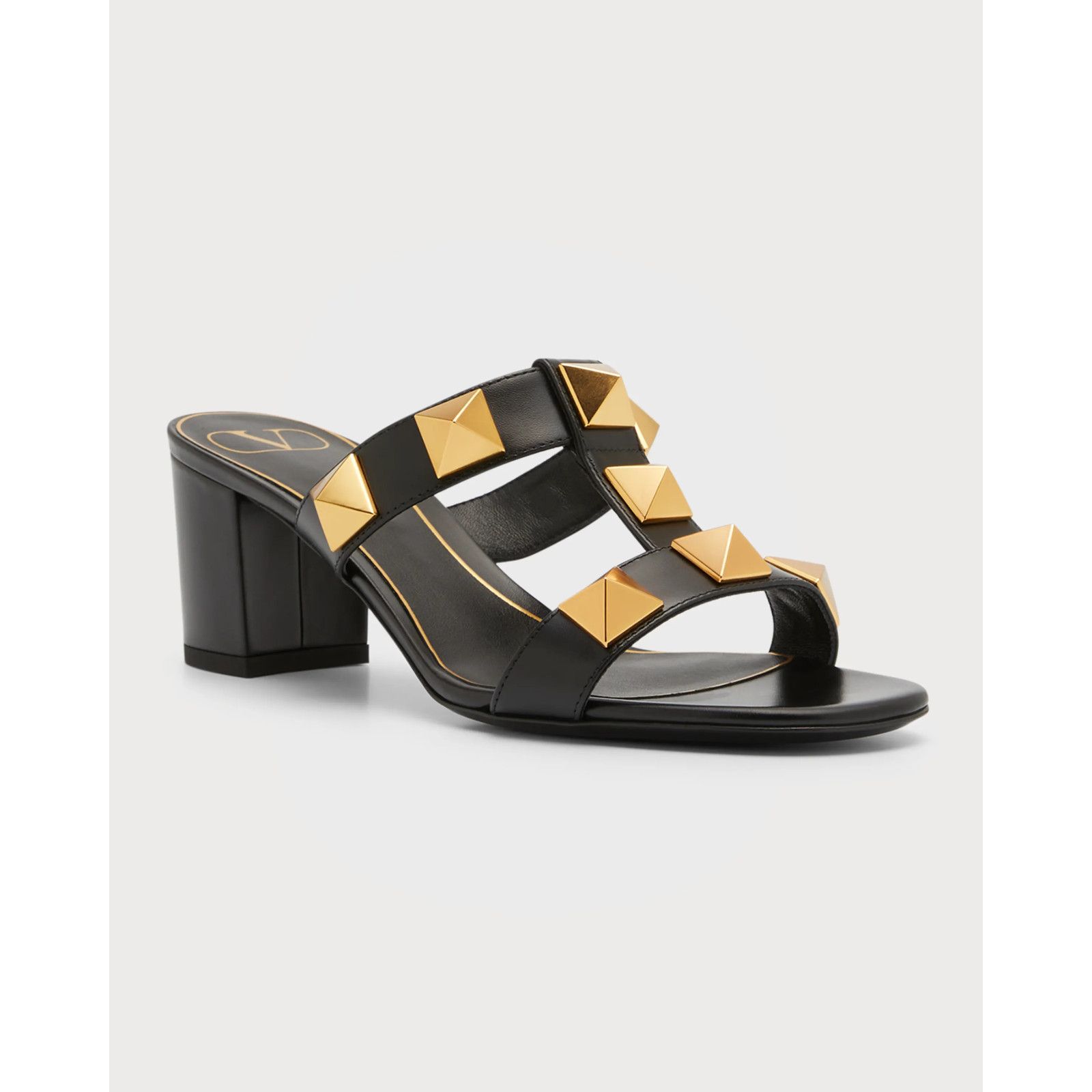 Valentino Rockstud Roman Stud City 60mm Slide Mule Sandal Block Heel Size US 7.5 / IT 37.5 - 5 Thumbnail