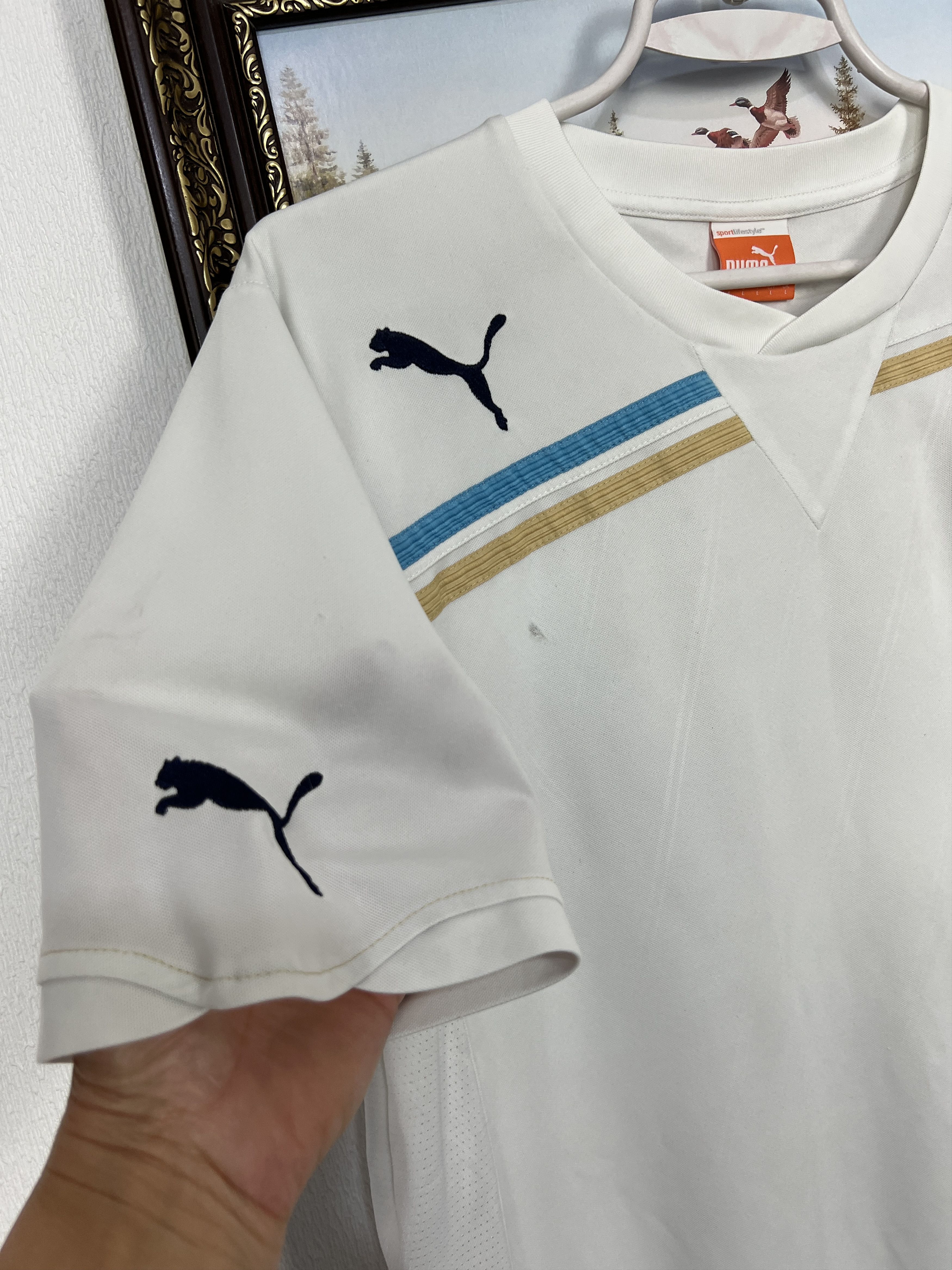 Puma Lazio Away football shirt 2012 Soccer Puma White Maglia Size US L / EU 52-54 / 3 - 4 Thumbnail