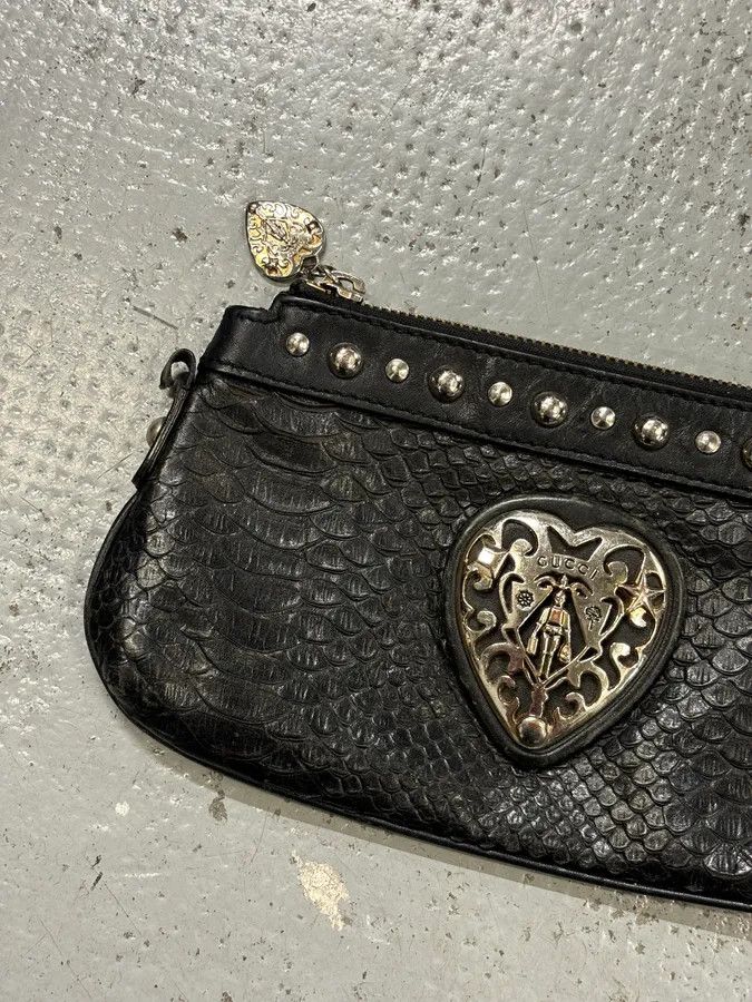 Gucci AW2007 Gucci Black Python Leather Studded Heart Bag by Frida Giannini Size ONE SIZE - 6 Thumbnail